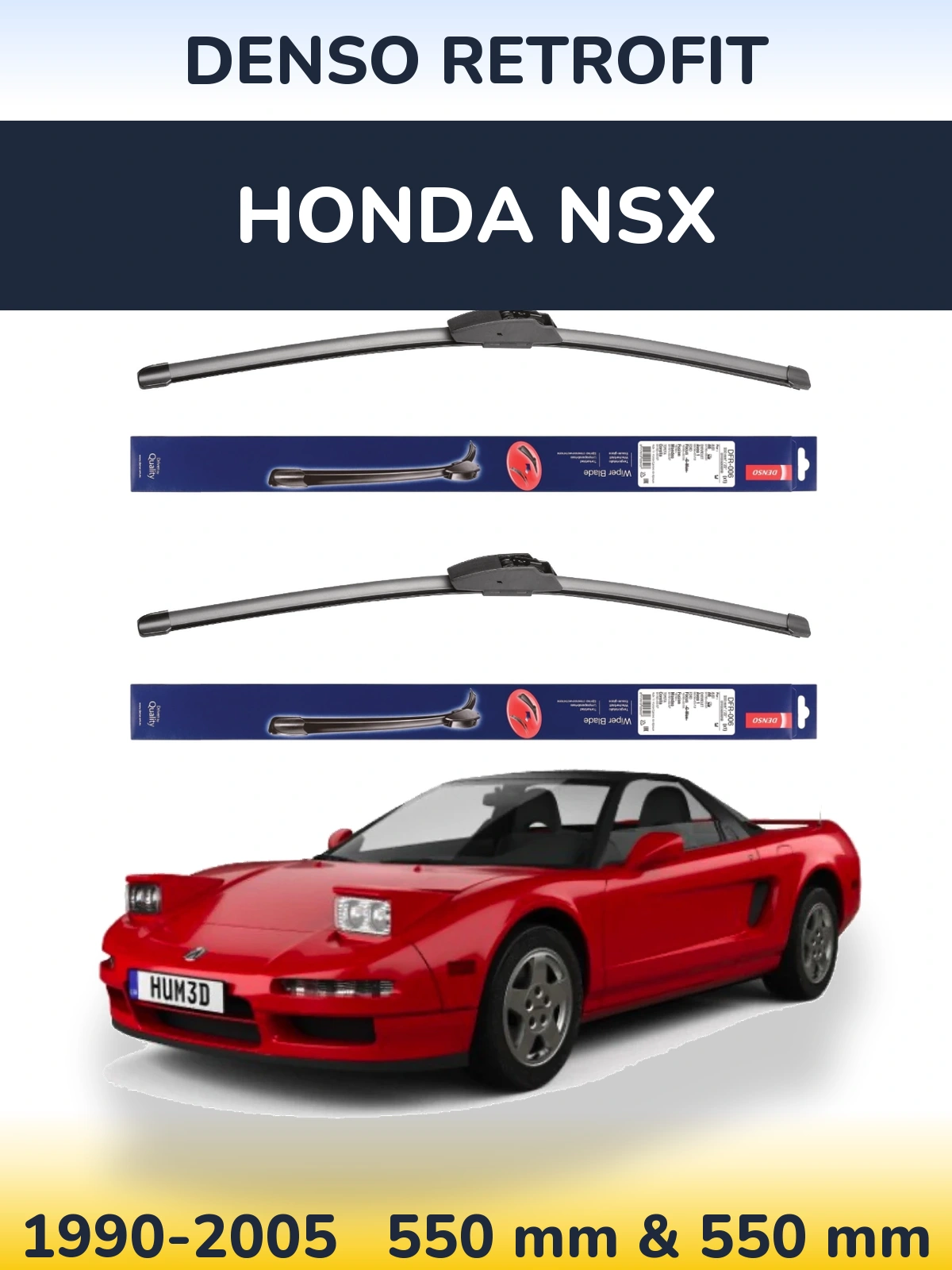 Комплект передних дворников Denso Retrofit 550 & 550 мм для Honda NSX 1990-2005