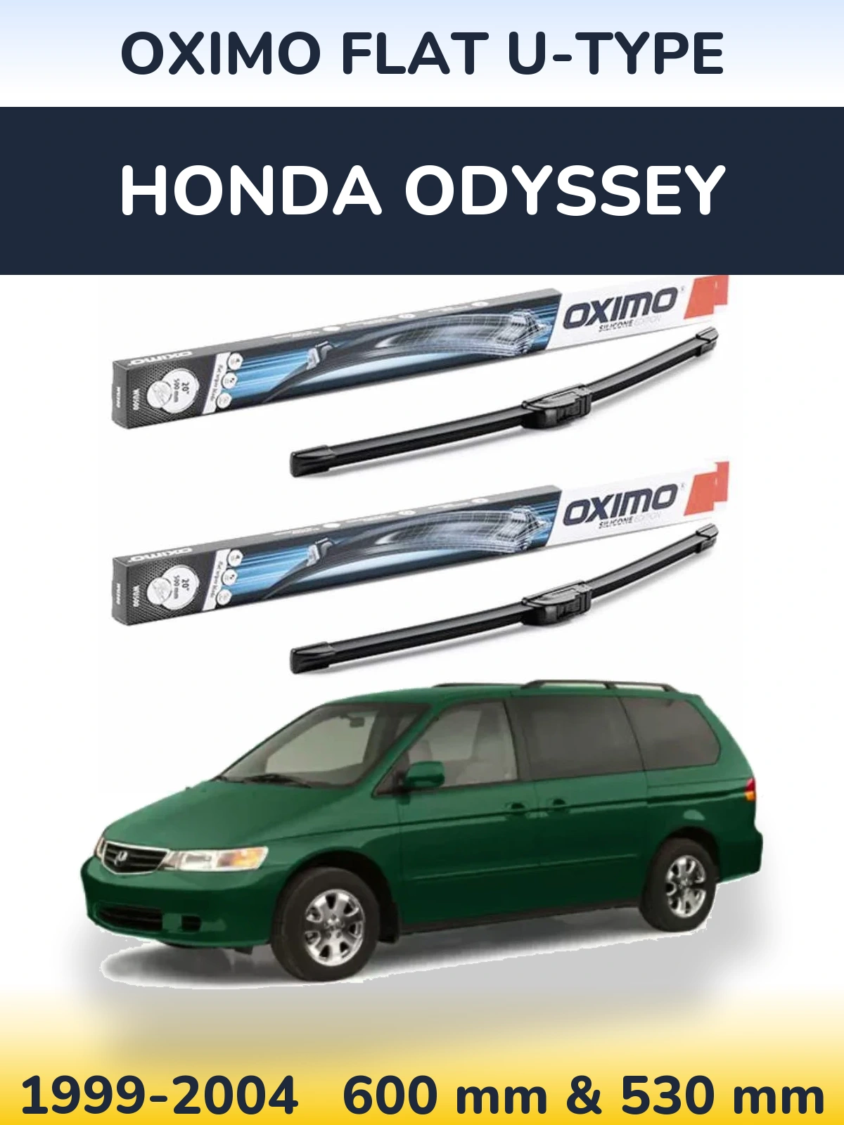 Комплект передних дворников Oximo Flat U-type 600 & 530 мм для Honda Odyssey 1999-2004