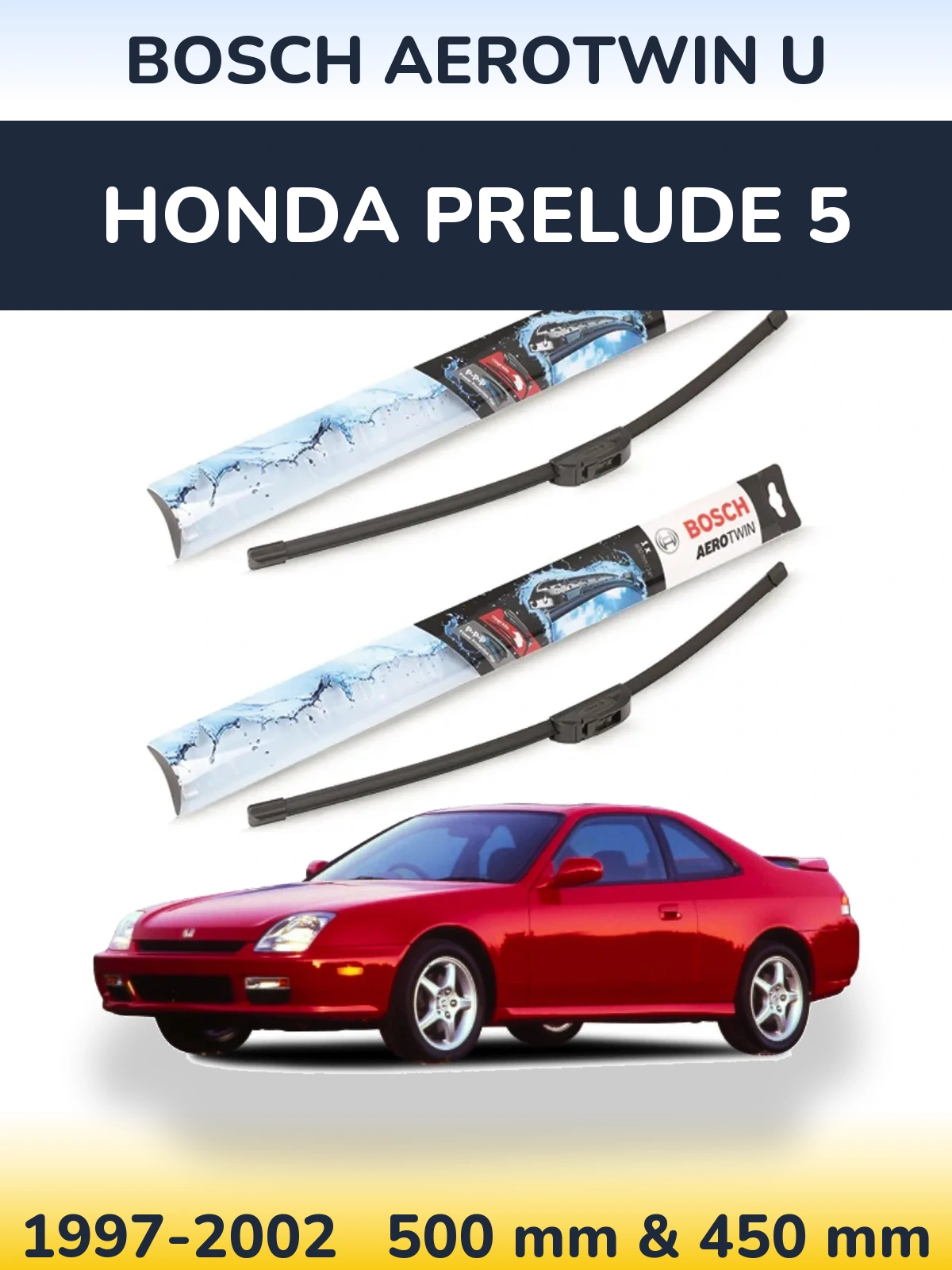 Комплект передних дворников BOSCH AeroTwin U 500 & 450 мм для Honda Prelude 5 1997-2002