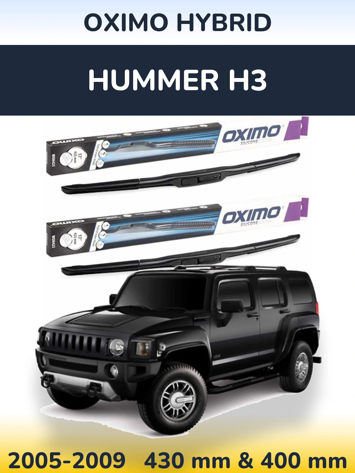 Комплект передних дворников Oximo Hybrid 430 & 400 мм для Hummer H3 2005-2009