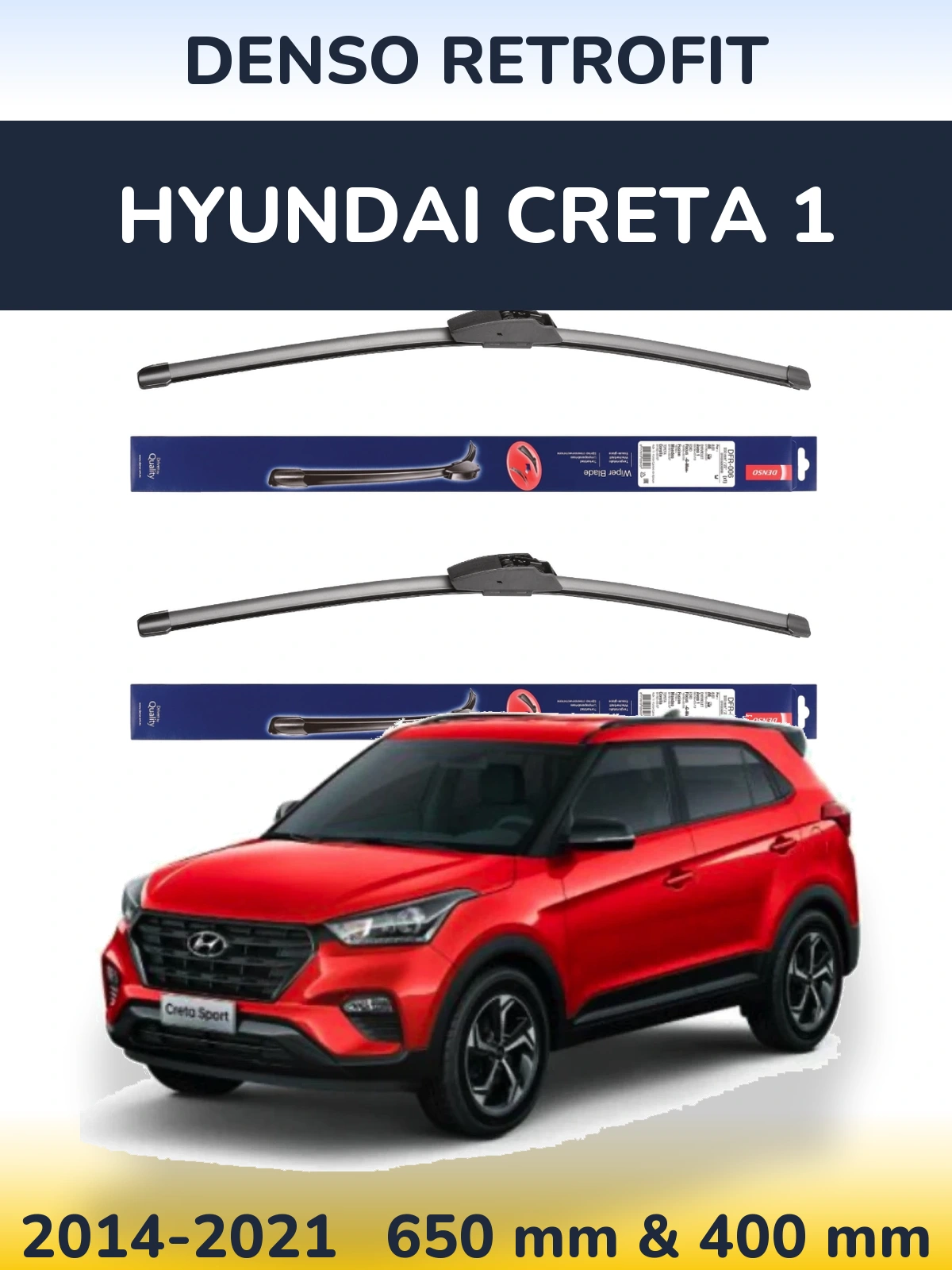 Komplet przednich wycieraczek Denso Retrofit 650 & 400 mm do Hyundai Creta 1 2014-2021