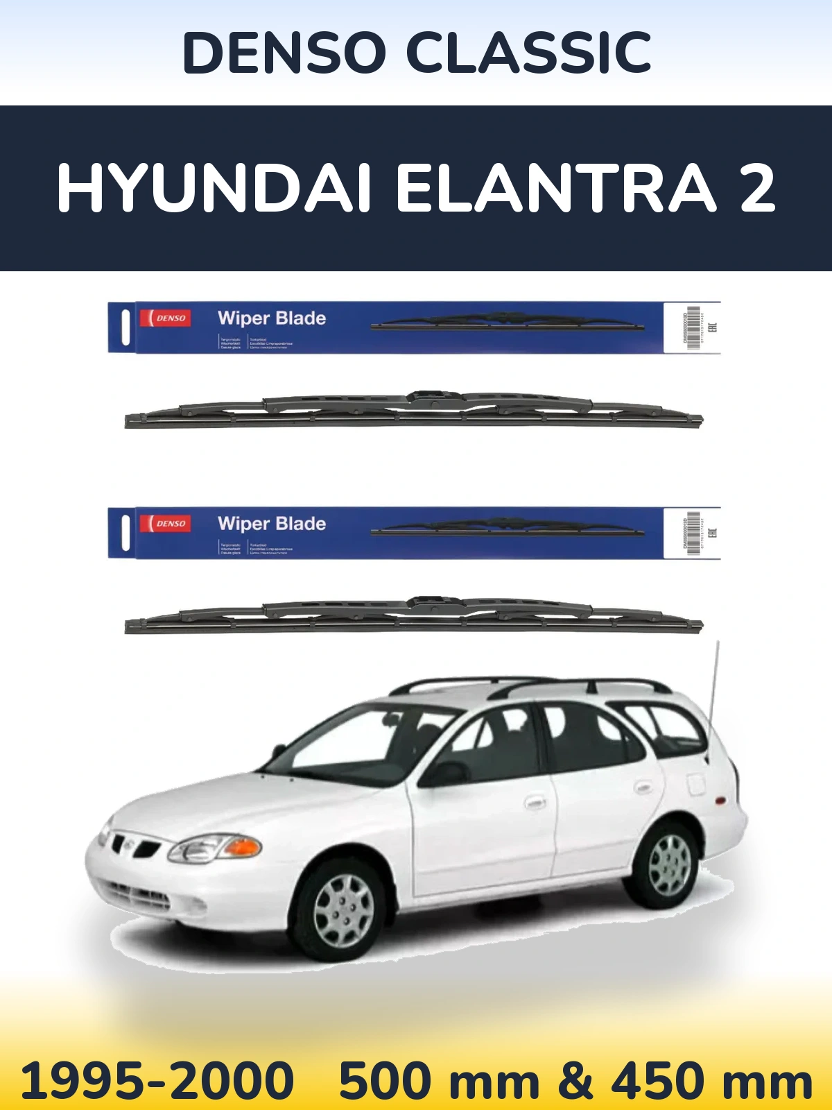 Komplet przednich wycieraczek Denso Classic 500 & 450 mm do Hyundai Elantra 2 1995-2000