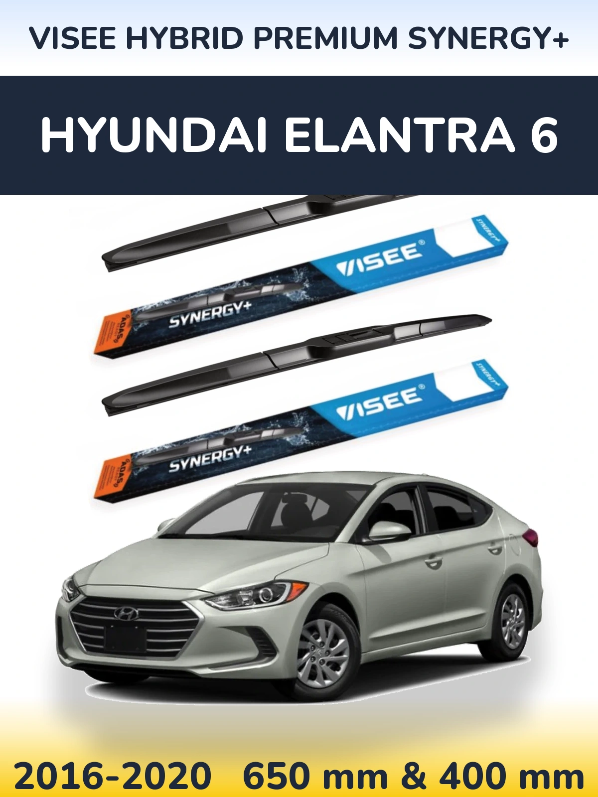 Komplet przednich wycieraczek VISEE HYBRID PREMIUM SYNERGY+ 650 & 400 mm do Hyundai Elantra 6 2016-2020