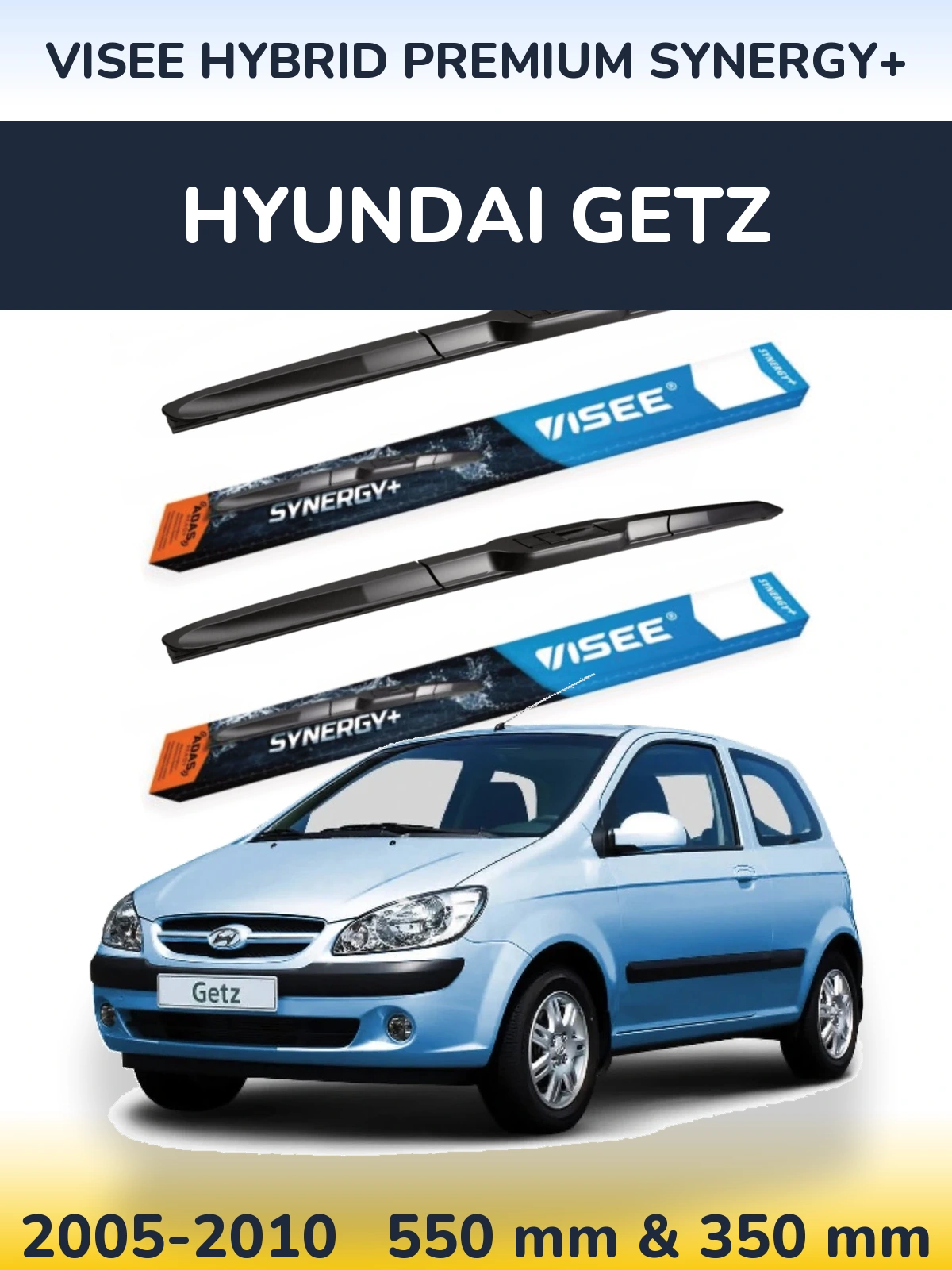 Комплект передних дворников VISEE HYBRID PREMIUM SYNERGY+ 550 & 350 мм для Hyundai Getz 2005-2010