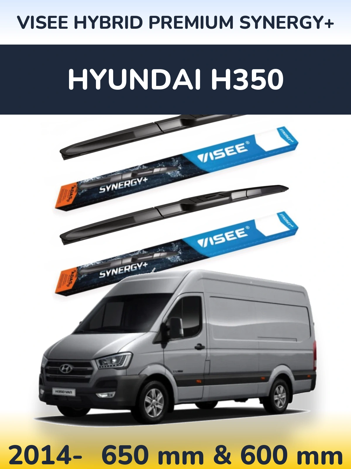 Комплект передних дворников VISEE HYBRID PREMIUM SYNERGY+ 650 & 600 мм для Hyundai H350 2014-2026