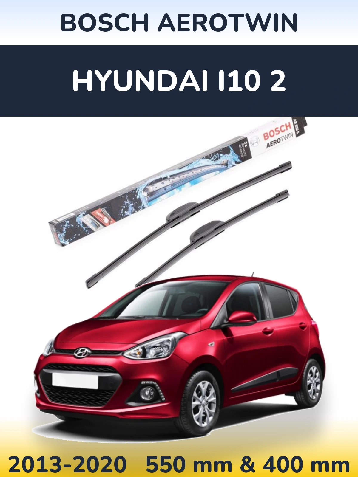 Комплект передніх щіток BOSCH AeroTwin 550 & 400 мм для Hyundai i10 2 2013-2020