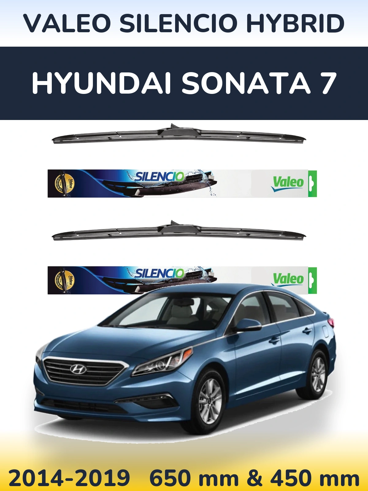 Комплект передних дворников Valeo Silencio Hybrid 650 & 450 мм для Hyundai Sonata 7 2014-2019