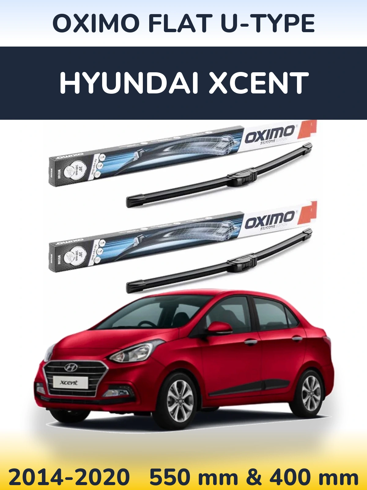 Комплект передніх щіток Oximo Flat U-type 550 & 400 мм для Hyundai Xcent 2014-2020
