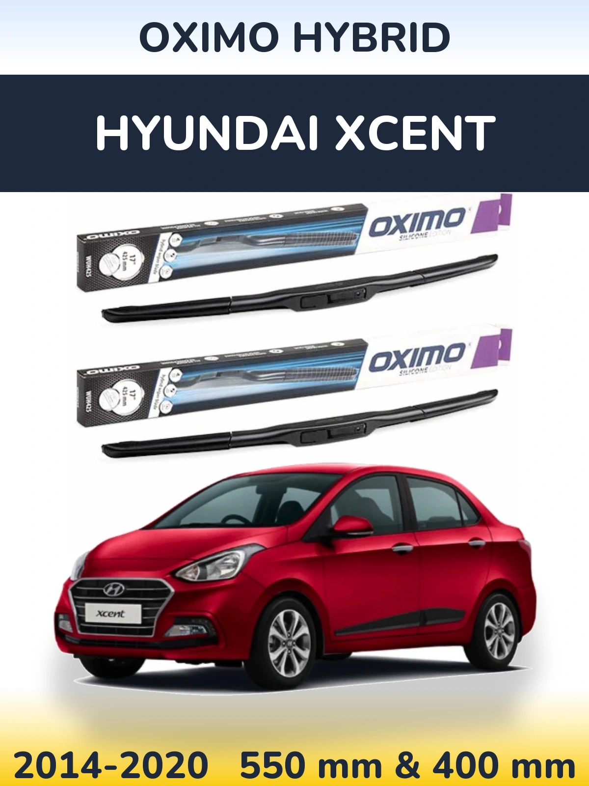 Komplet przednich wycieraczek Oximo Hybrid 550 & 400 mm do Hyundai Xcent 2014-2020