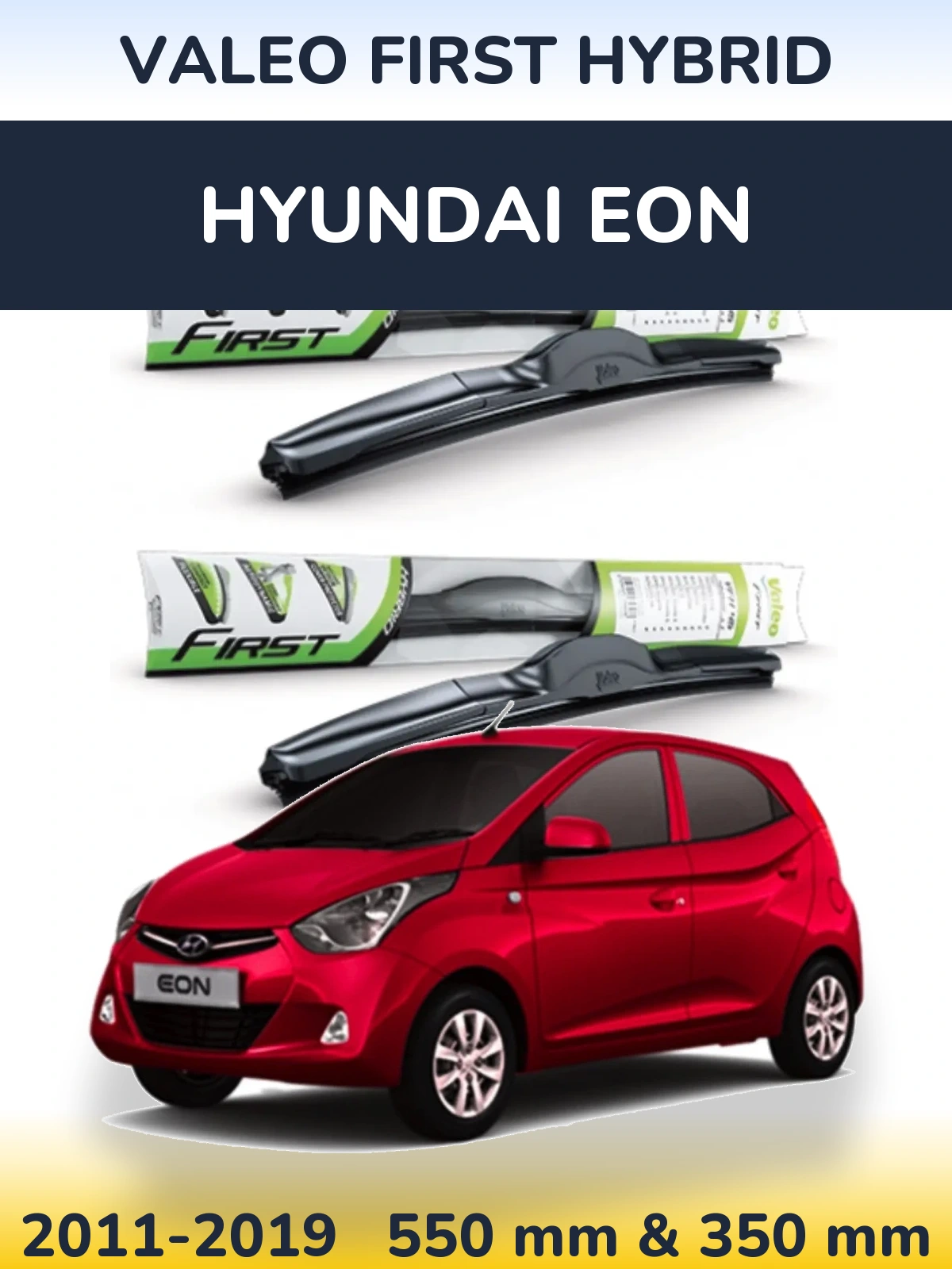 Front wiper blade set Valeo First Hybrid 550 & 350 mm for Hyundai EON 2011-2019