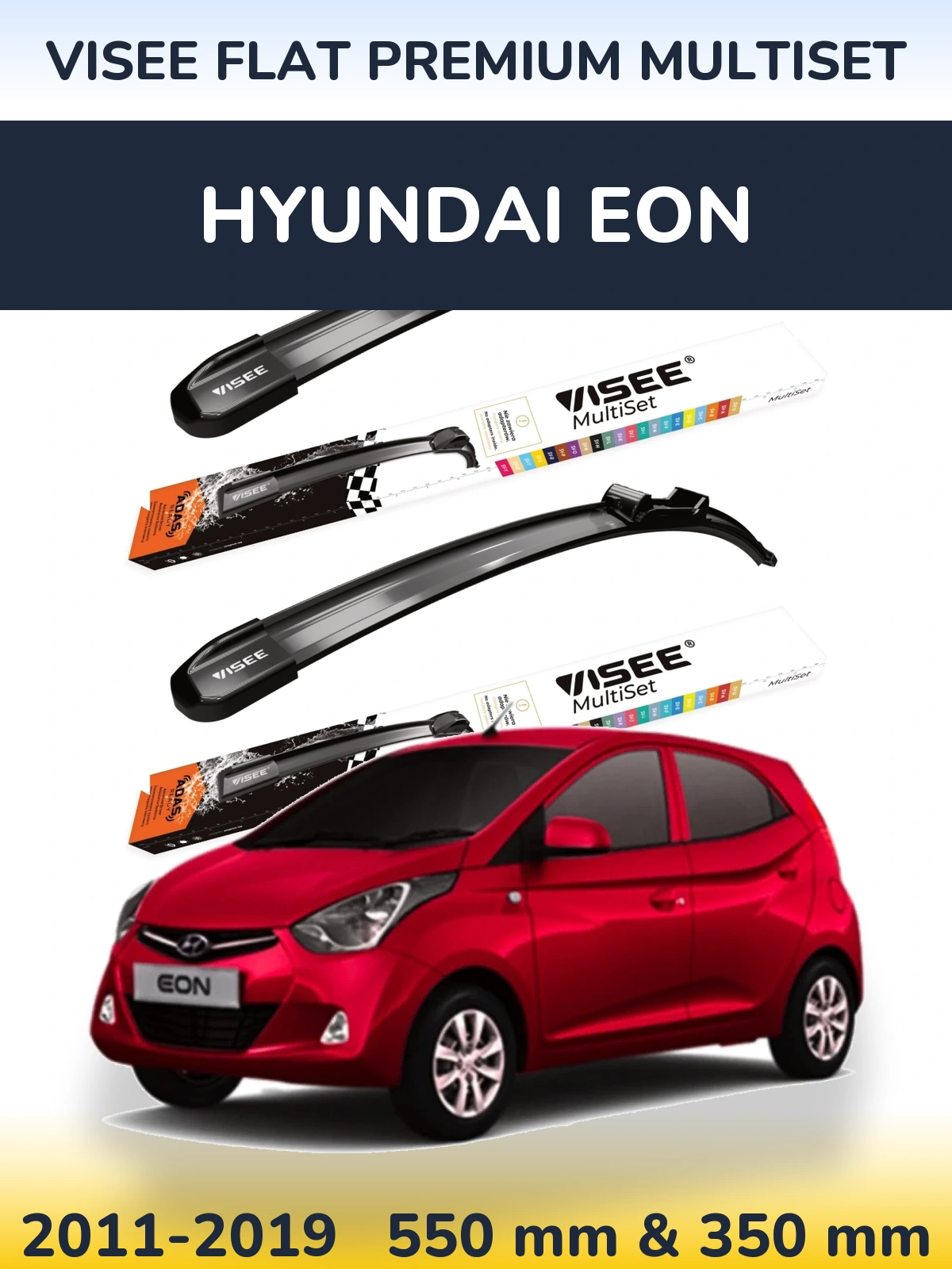 Front wiper blade set VISEE FLAT PREMIUM MultiSet 550 & 350 mm for Hyundai EON 2011-2019