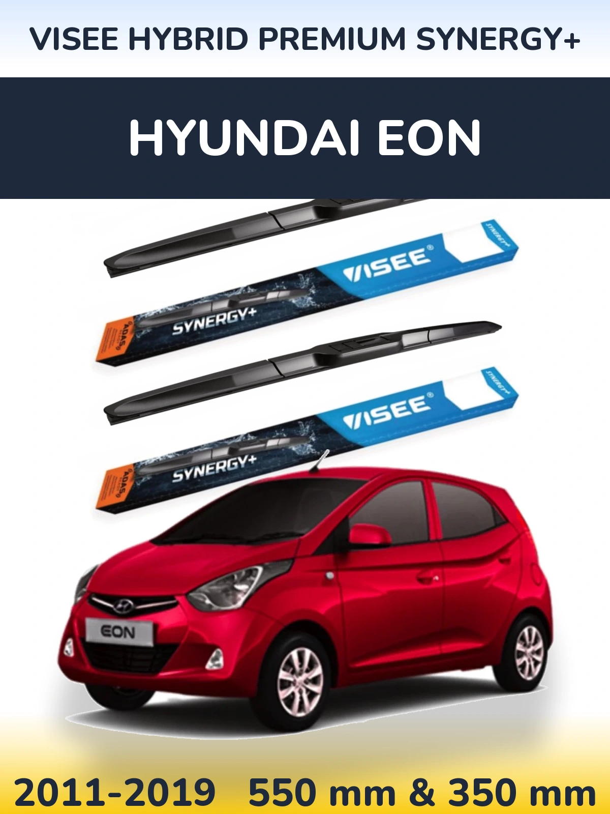 Front wiper blade set VISEE HYBRID PREMIUM SYNERGY+ 550 & 350 mm for Hyundai EON 2011-2019