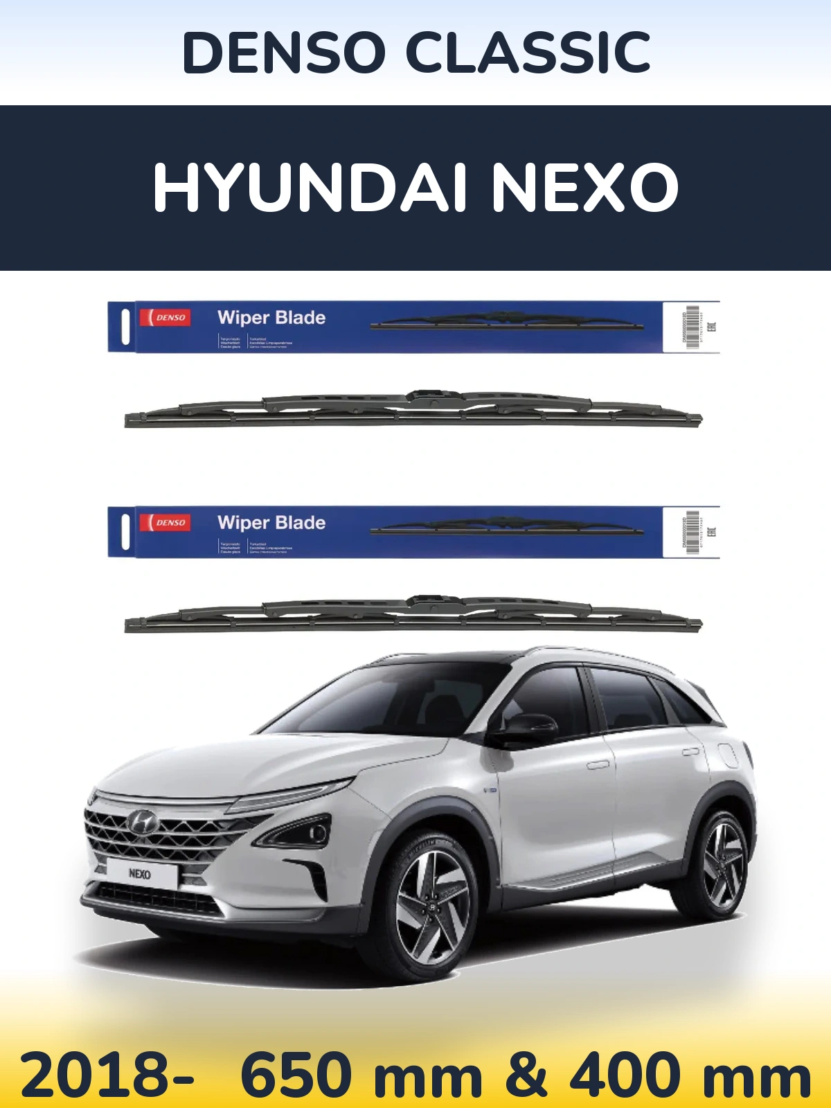 Komplet przednich wycieraczek Denso Classic 650 & 400 mm do Hyundai Nexo 2018-2026