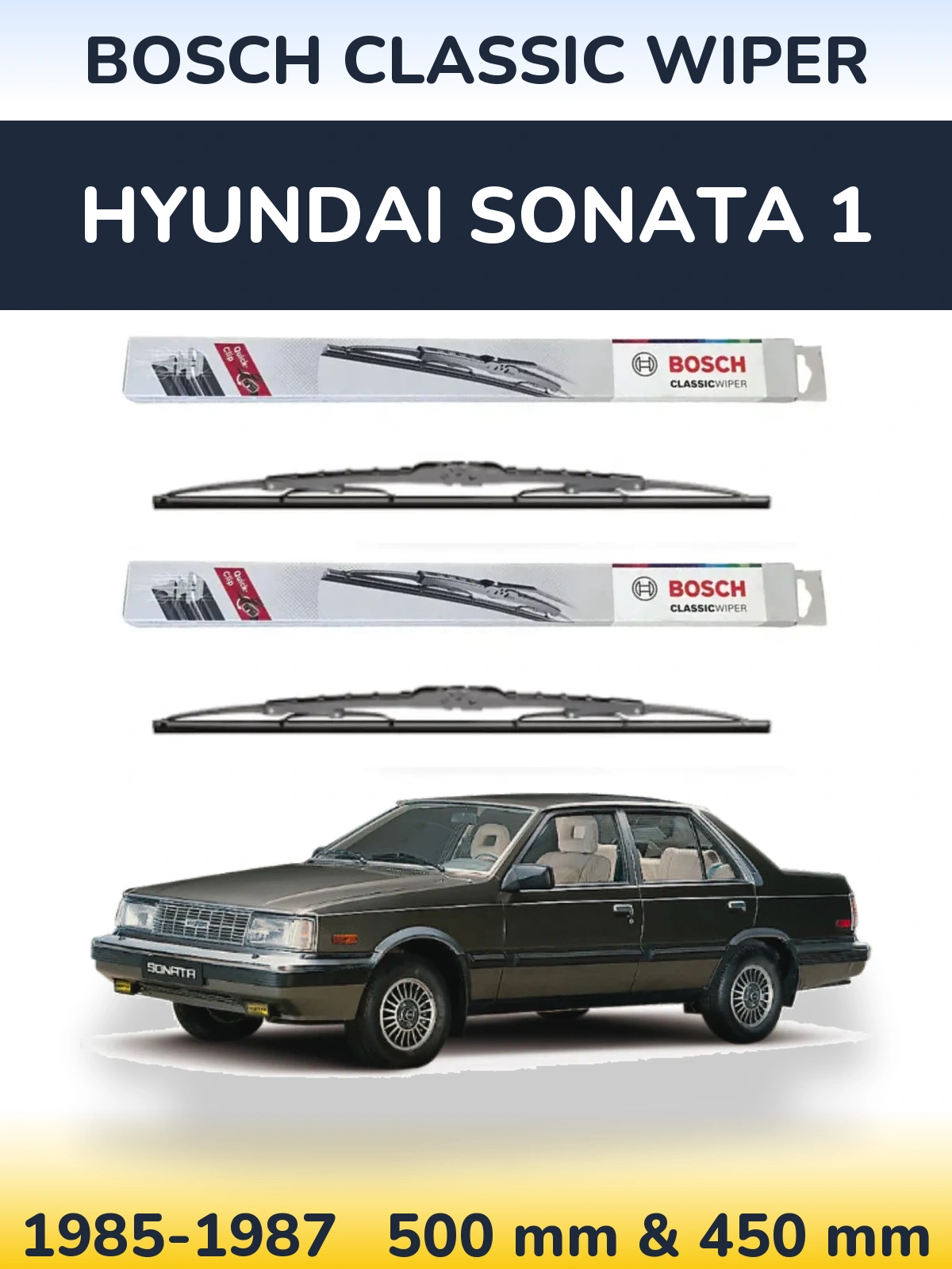 Komplet przednich wycieraczek BOSCH Classic Wiper 500 & 450 mm do Hyundai Sonata 1 1985-1987