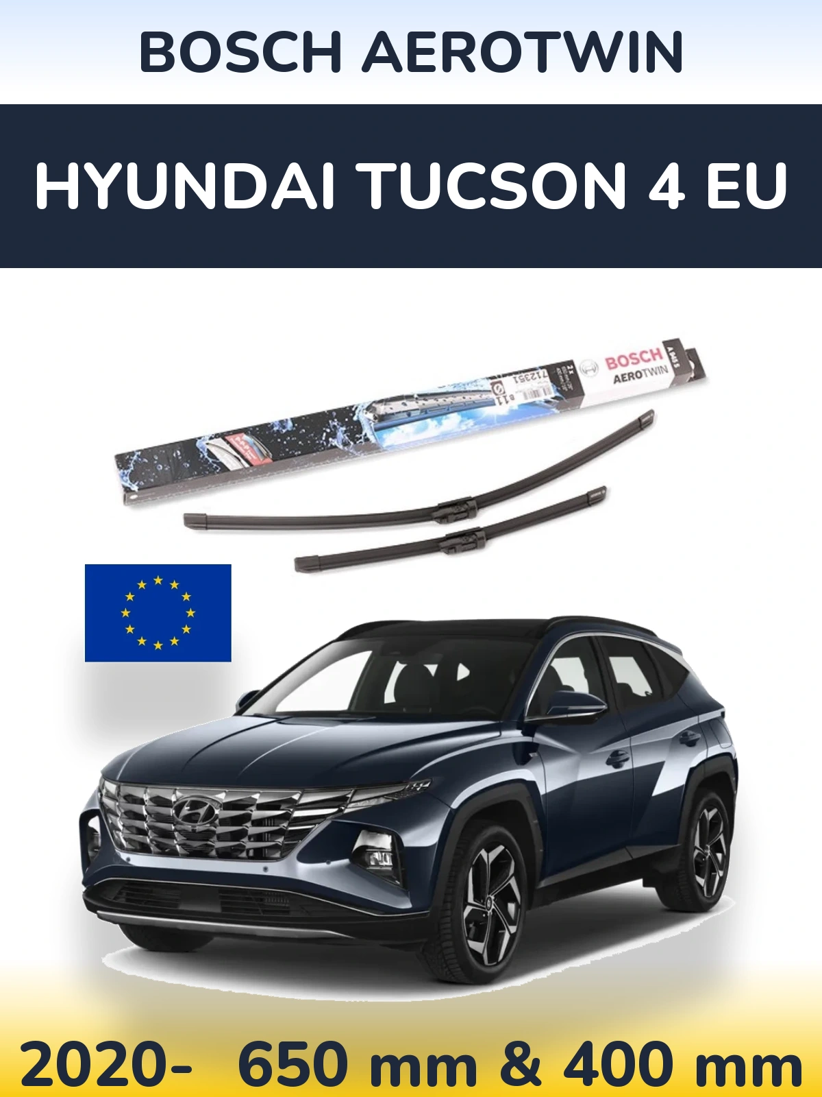 Komplet przednich wycieraczek BOSCH AeroTwin 650 & 400 mm do Hyundai Tucson 4 EU 2020-2026