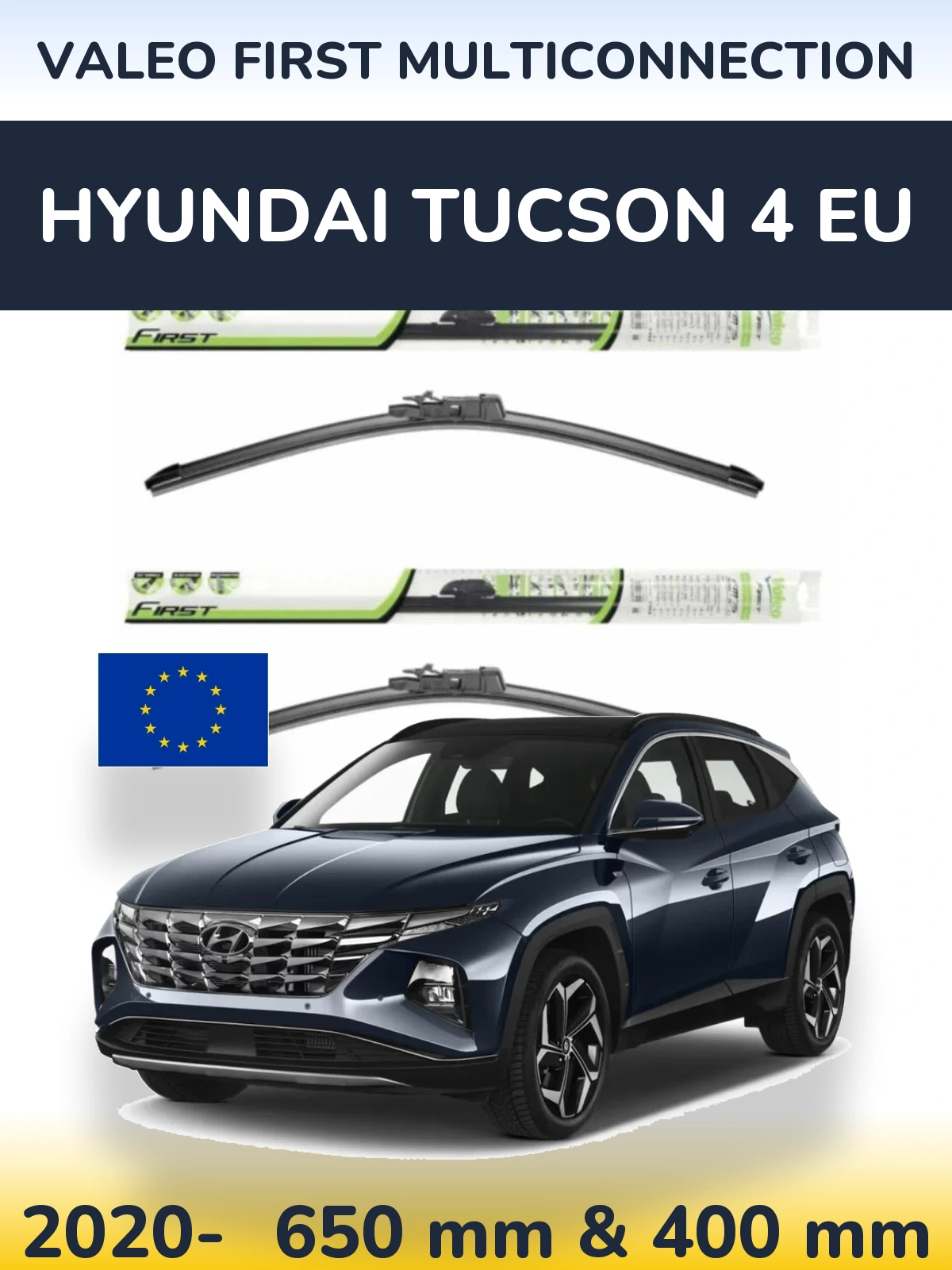 Komplet przednich wycieraczek Valeo First MultiConnection 650 & 400 mm do Hyundai Tucson 4 EU 2020-2026