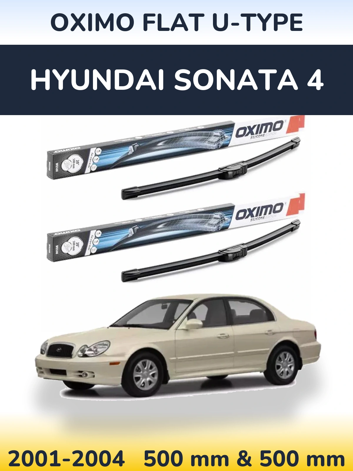 Комплект передніх щіток Oximo Flat U-type 500 & 500 мм для Hyundai Sonata 4 2001-2004