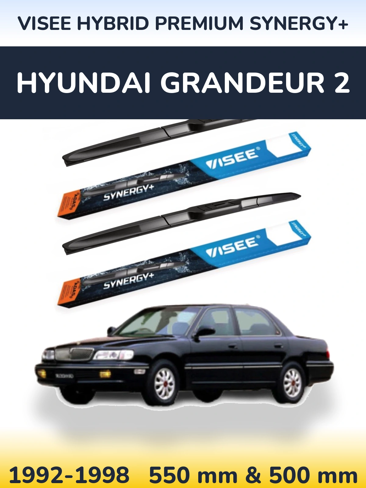 Комплект передніх щіток VISEE HYBRID PREMIUM SYNERGY+ 550 & 500 мм для Hyundai Grandeur 2 1992-1998