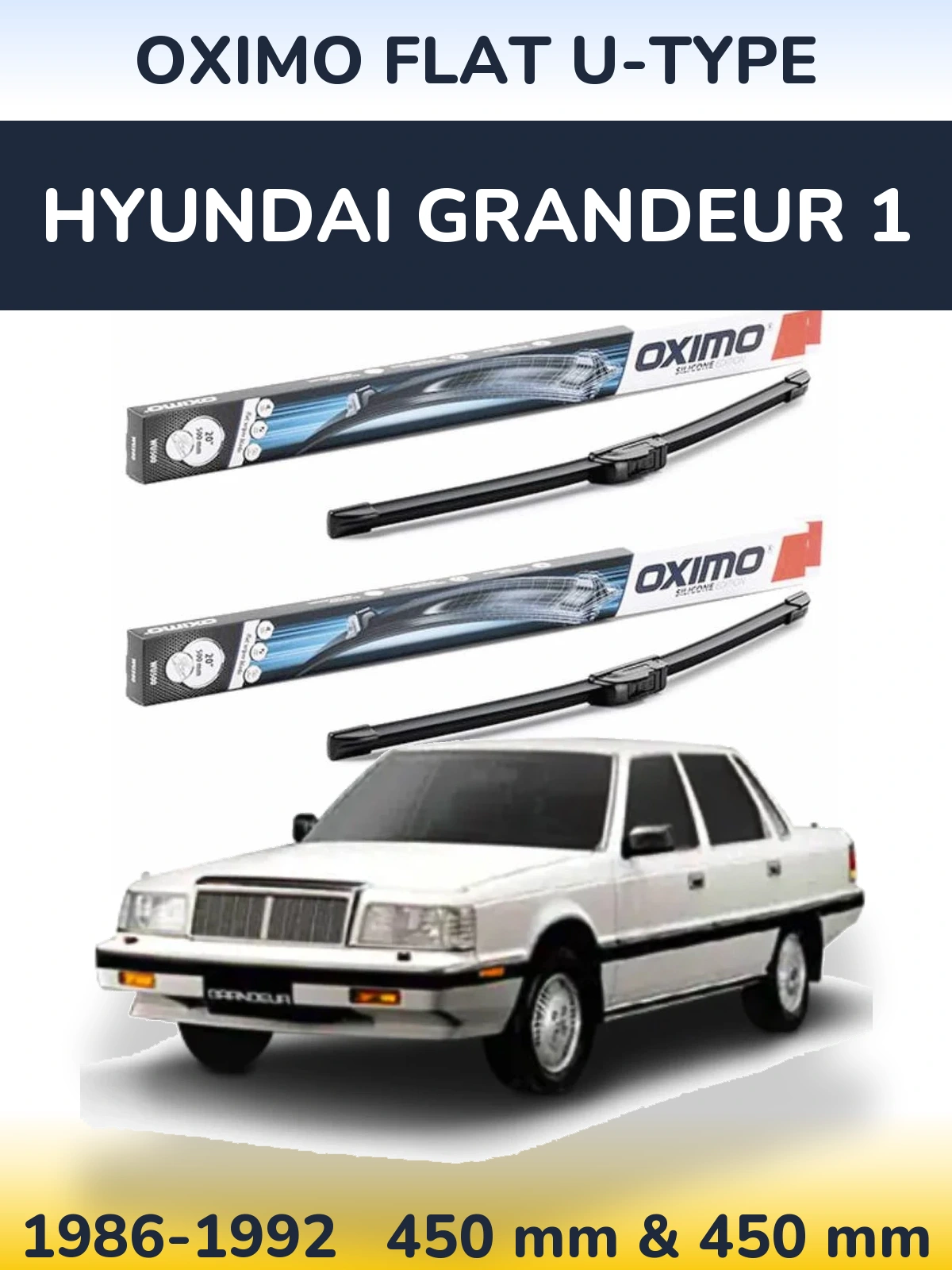Komplet przednich wycieraczek Oximo Flat U-type 450 & 450 mm do Hyundai Grandeur 1 1986-1992