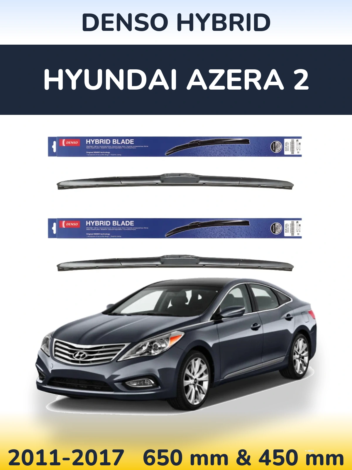 Komplet przednich wycieraczek Denso Hybrid 650 & 450 mm do Hyundai Azera 2 2011-2017