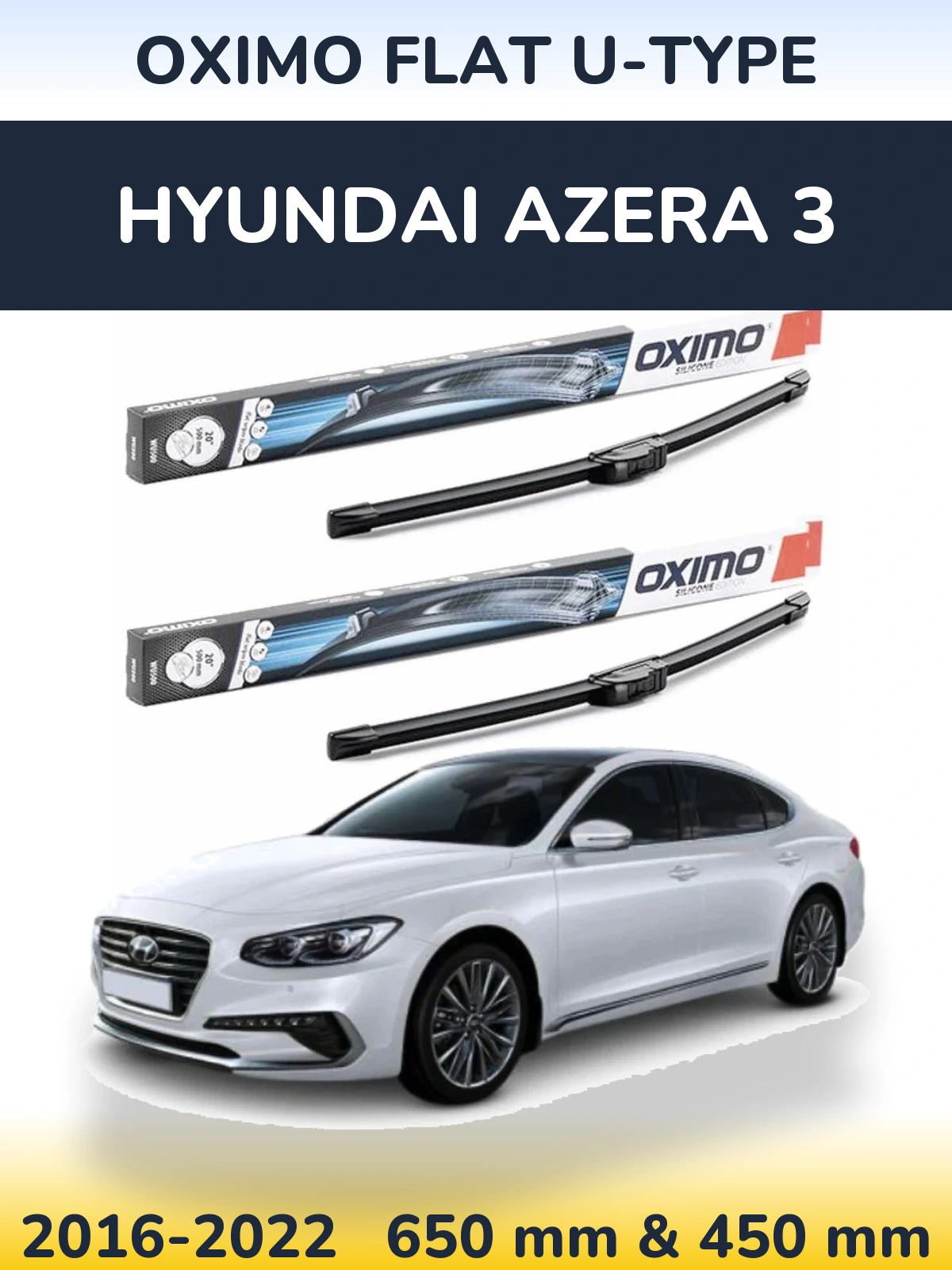 Komplet przednich wycieraczek Oximo Flat U-type 650 & 450 mm do Hyundai Azera 3 2016-2022