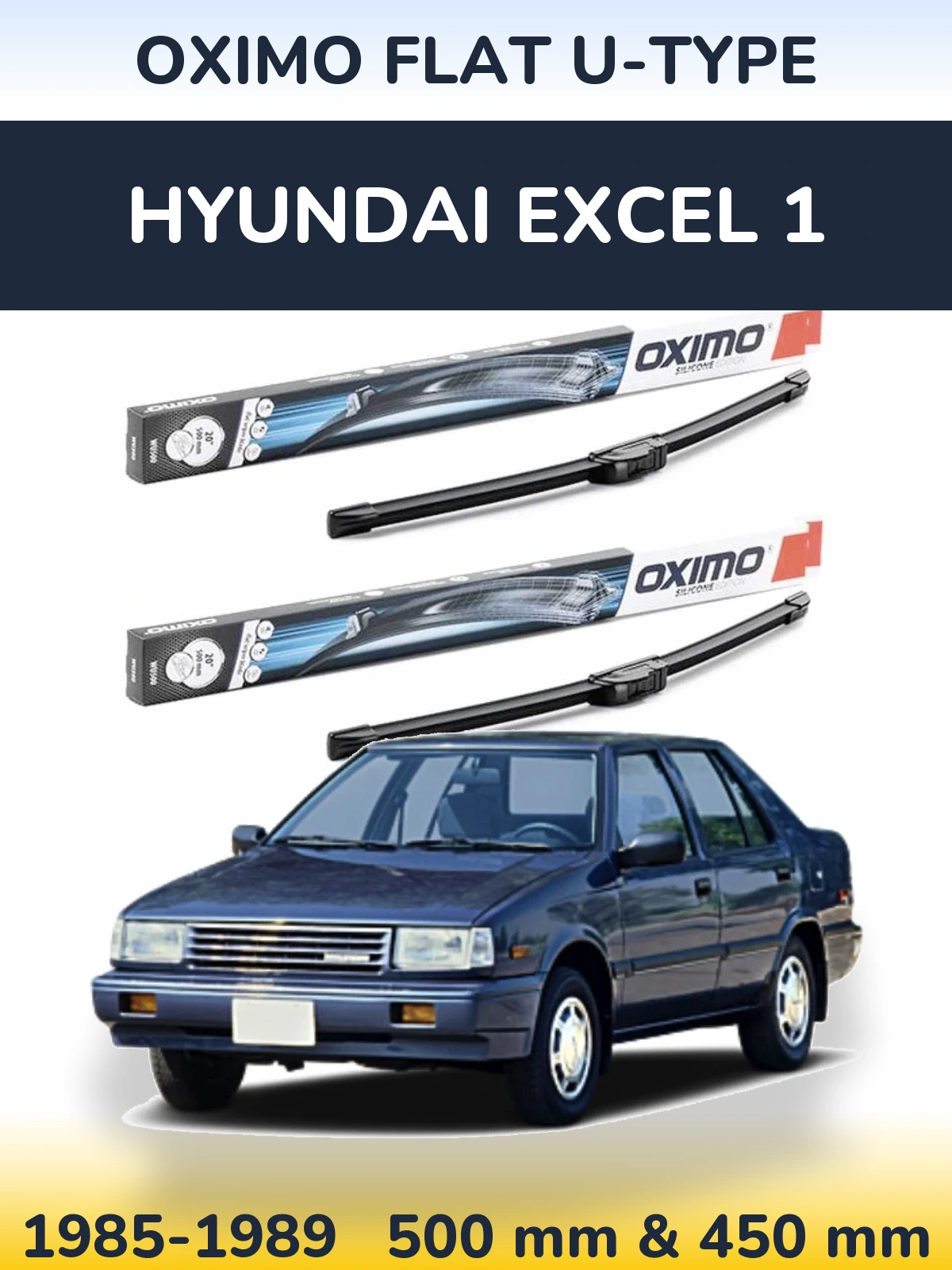 Комплект передних дворников Oximo Flat U-type 500 & 450 мм для Hyundai Excel 1 1985-1989