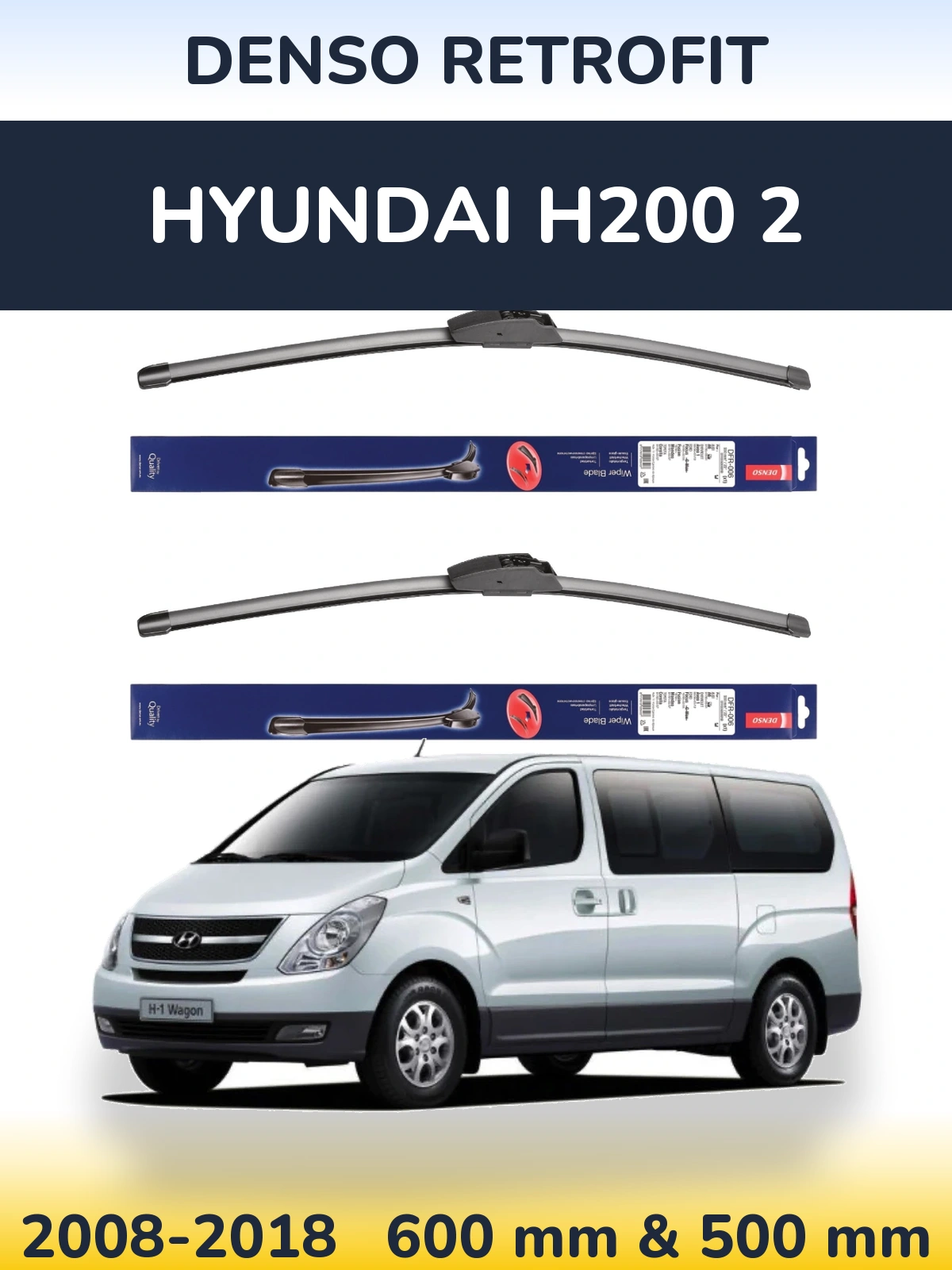 Комплект передних дворников Denso Retrofit 600 & 500 мм для Hyundai H200 2 2008-2018