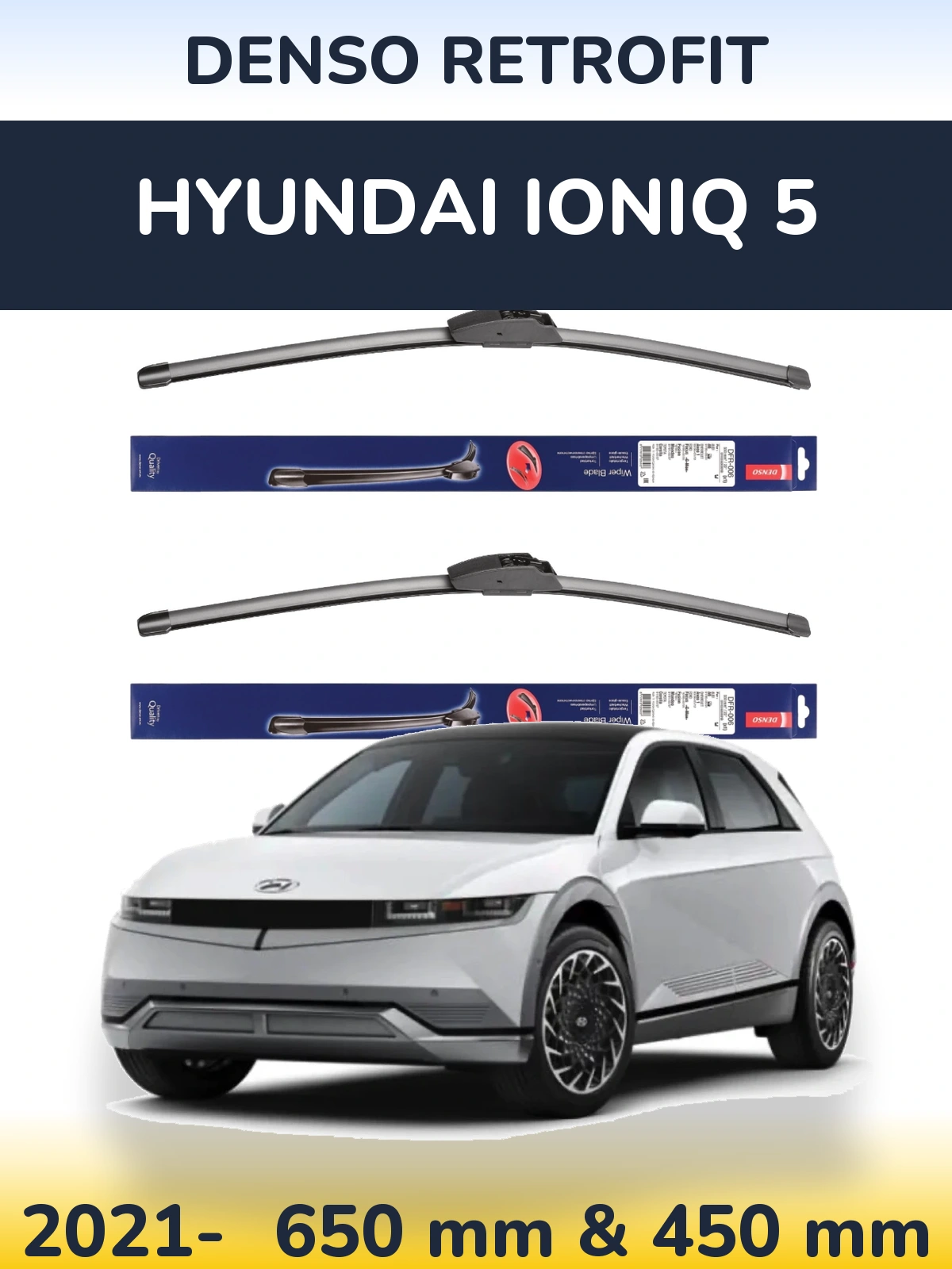 Комплект передних дворников Denso Retrofit 650 & 450 мм для Hyundai IONIQ 5 2021-2026