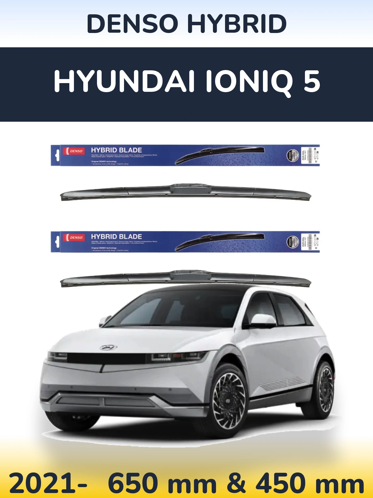 Komplet przednich wycieraczek Denso Hybrid 650 & 450 mm do Hyundai IONIQ 5 2021-2026