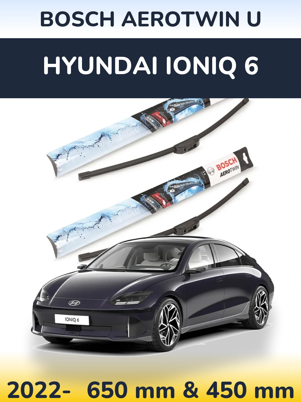 Komplet przednich wycieraczek BOSCH AeroTwin U 650 & 450 mm do Hyundai IONIQ 6 2022-2026