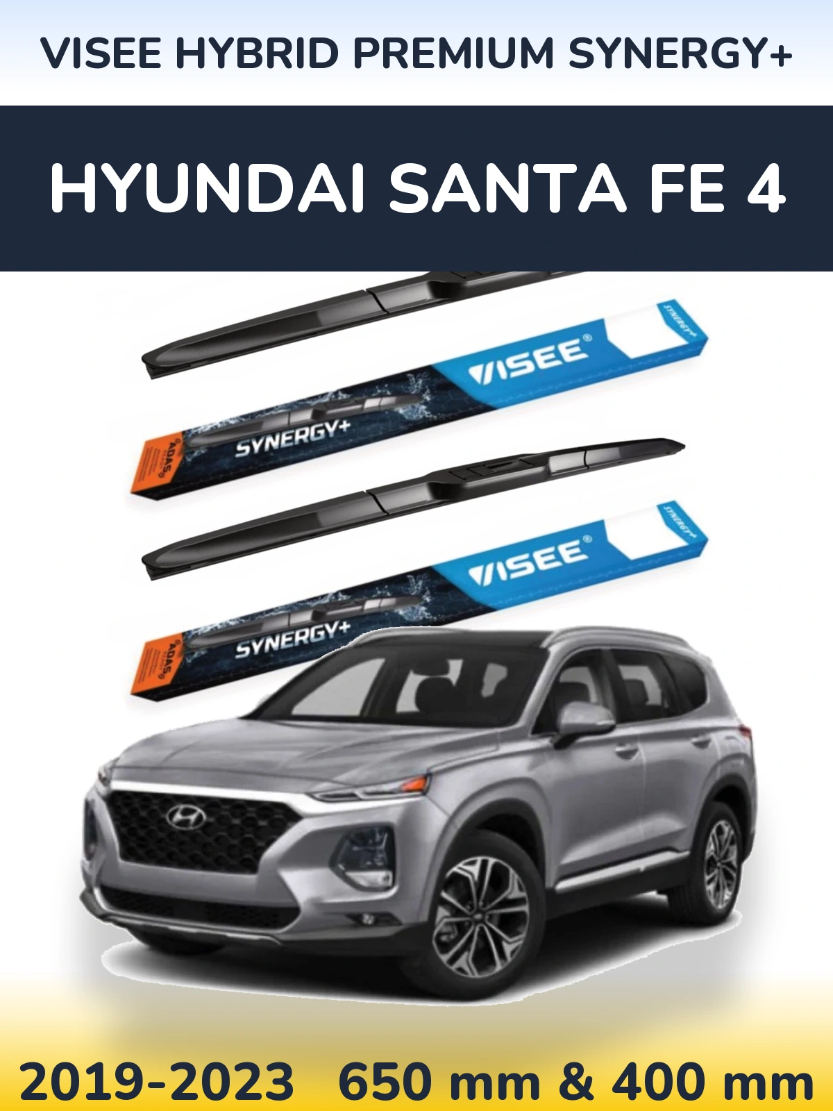 Комплект передніх щіток VISEE HYBRID PREMIUM SYNERGY+ 650 & 400 мм для Hyundai Santa Fe 4 2019-2023