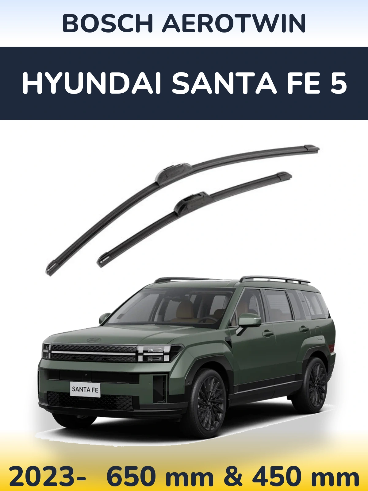 Комплект передніх щіток BOSCH AeroTwin 650 & 450 мм для Hyundai Santa Fe 5 2023-2026