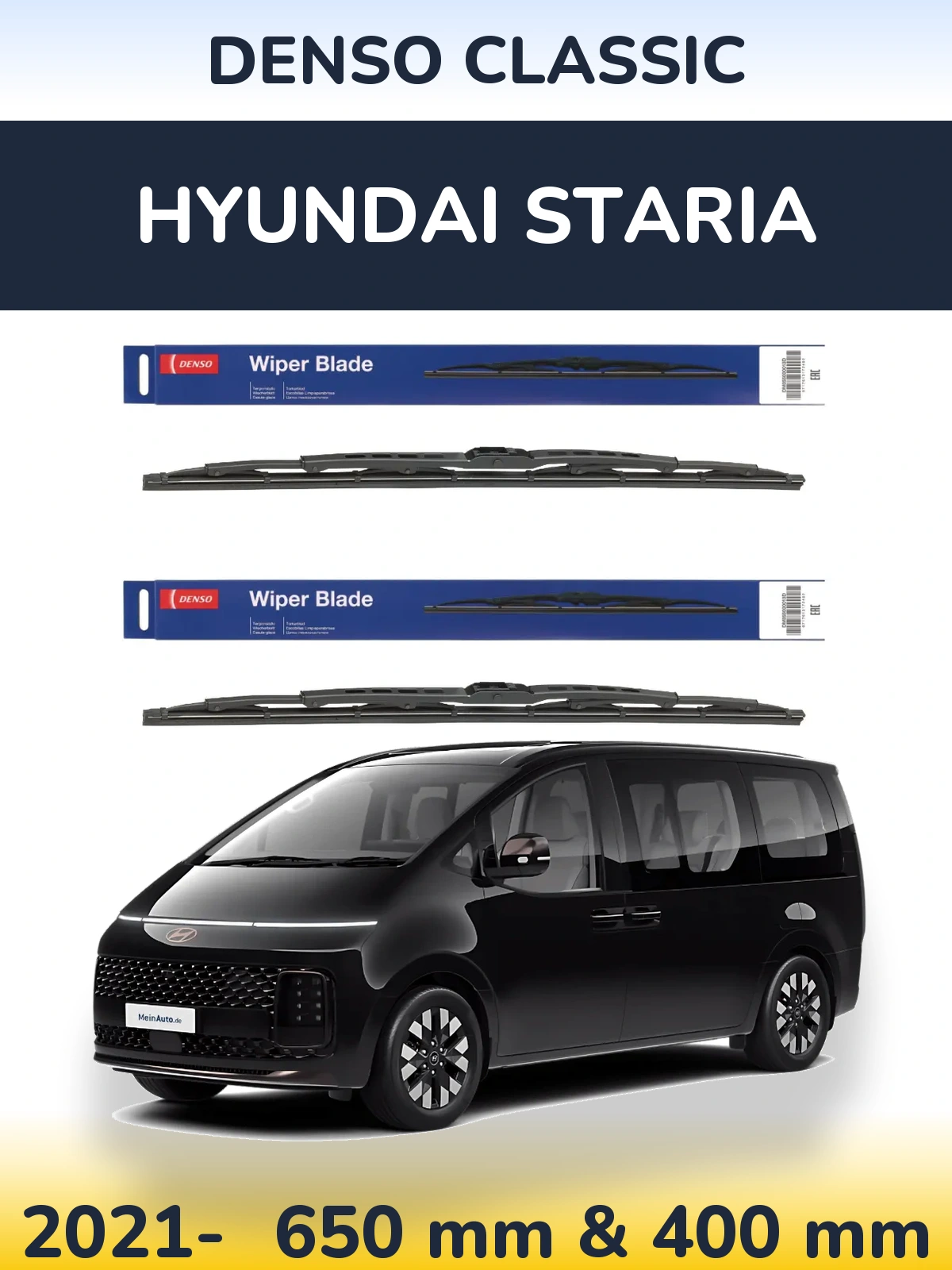 Komplet przednich wycieraczek Denso Classic 650 & 400 mm do Hyundai Staria 2021-2026
