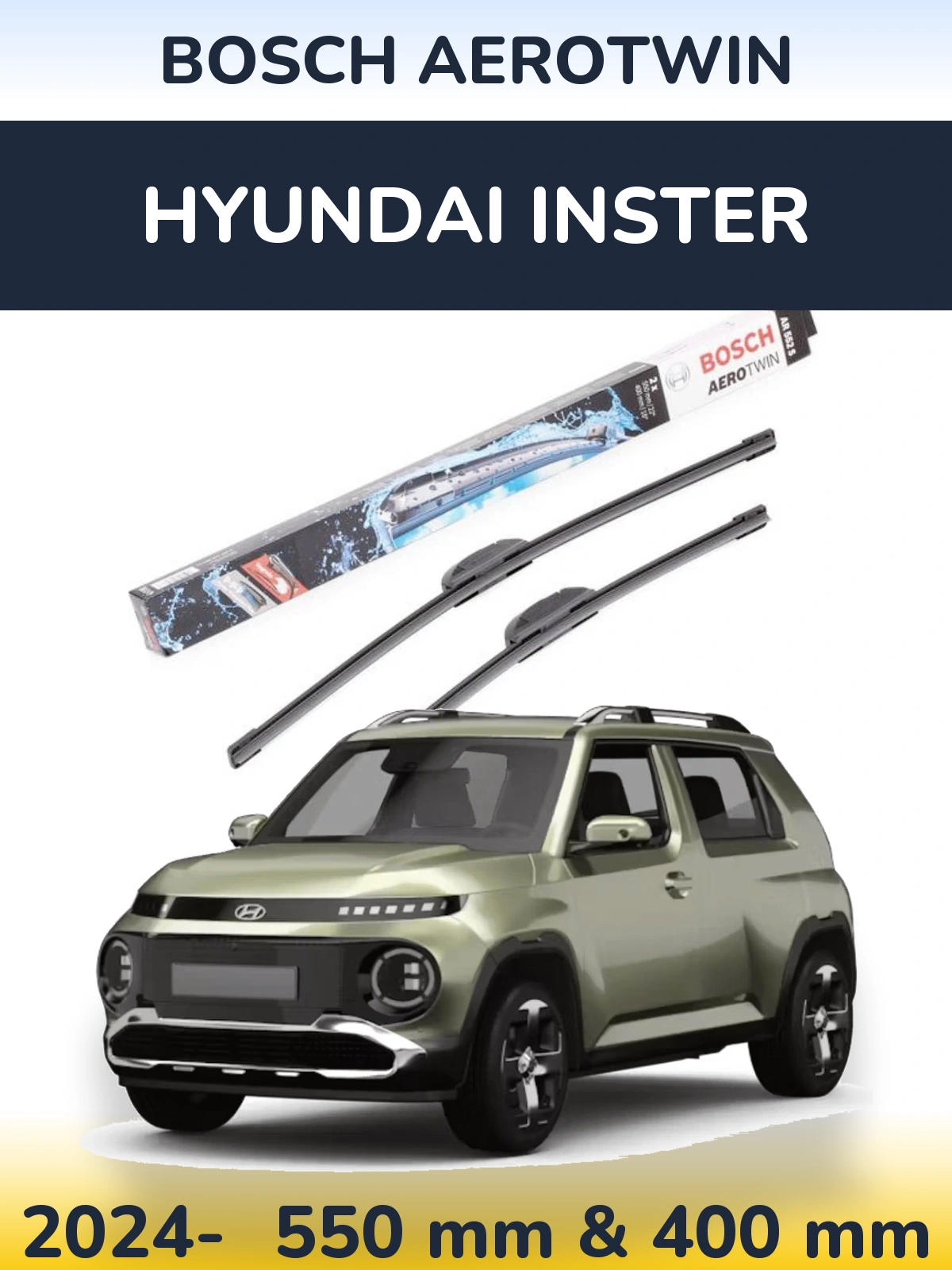 Комплект передніх щіток BOSCH AeroTwin 550 & 400 мм для Hyundai Inster 2024-2026