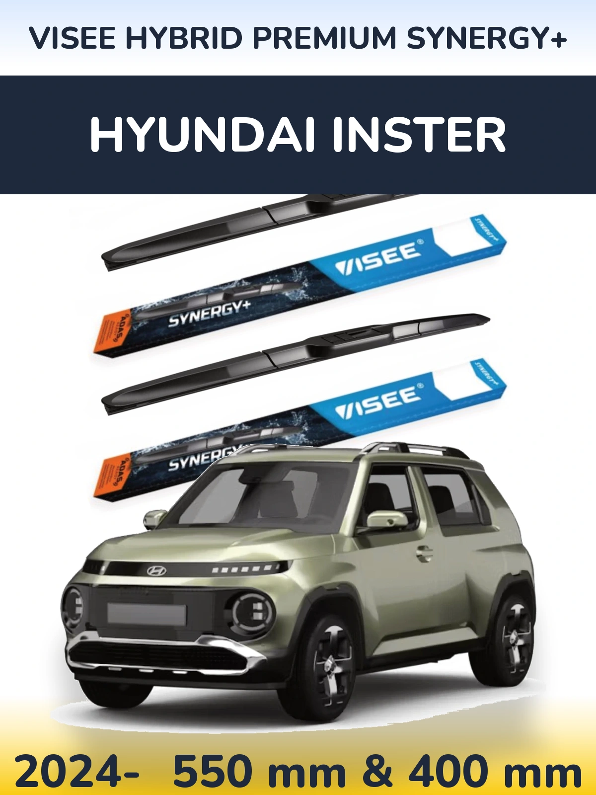 Комплект передних дворников VISEE HYBRID PREMIUM SYNERGY+ 550 & 400 мм для Hyundai Inster 2024-2026