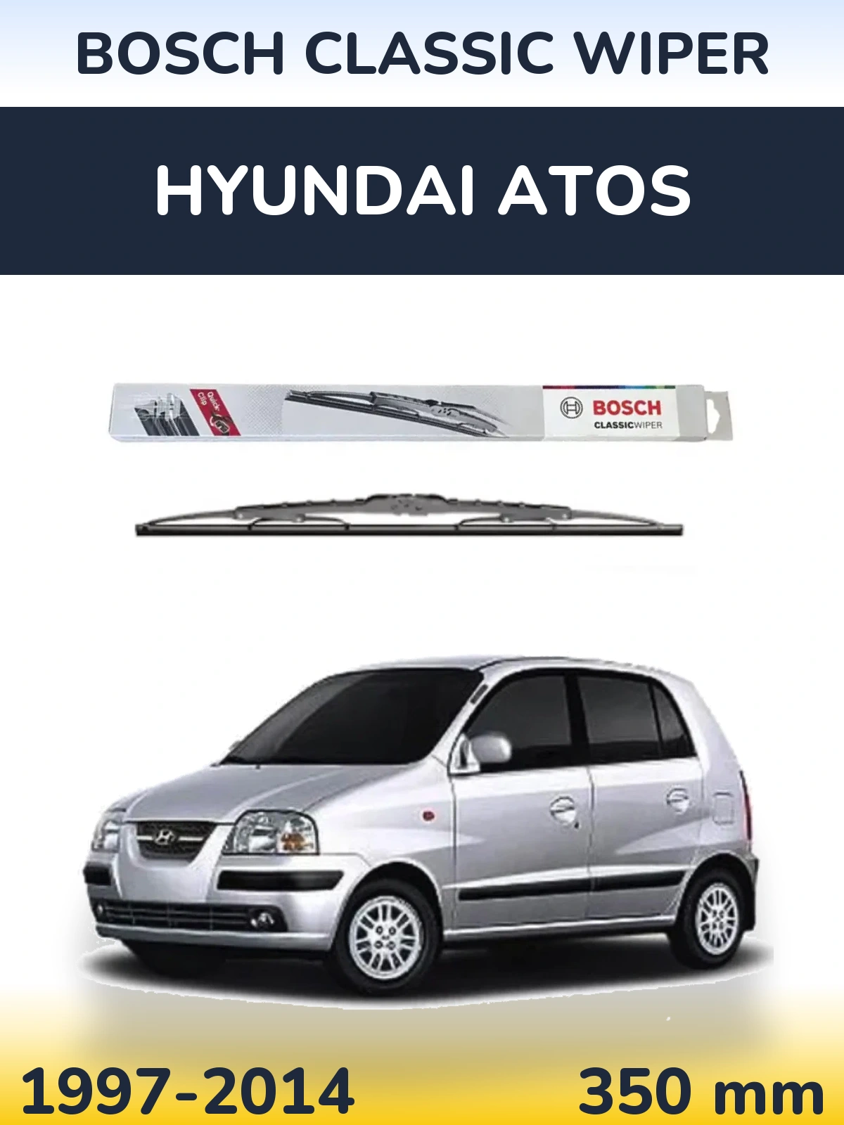 Rear wiper blade BOSCH Classic Wiper 340 mm for Hyundai Atos 1997-2014