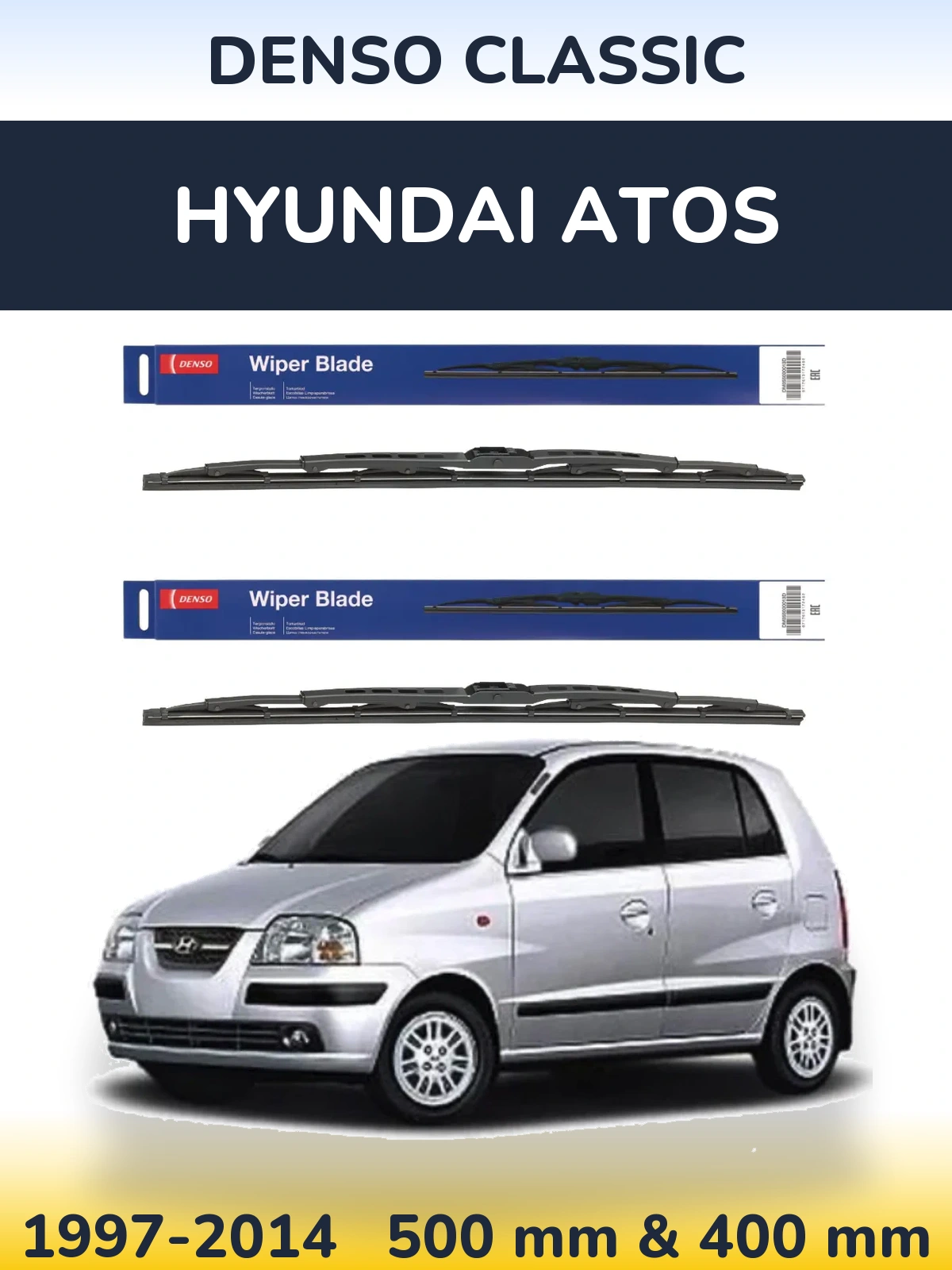 Komplet przednich wycieraczek Denso Classic 500 & 400 mm do Hyundai Atos 1997-2014