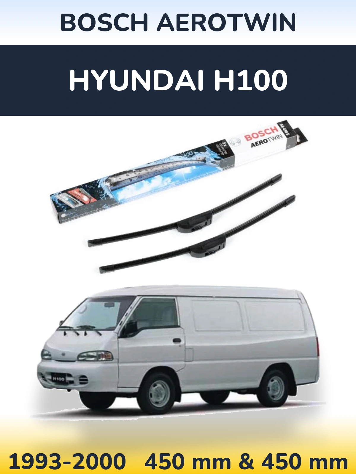 Комплект передніх щіток BOSCH AeroTwin 450 & 450 мм для Hyundai H100 1993-2000