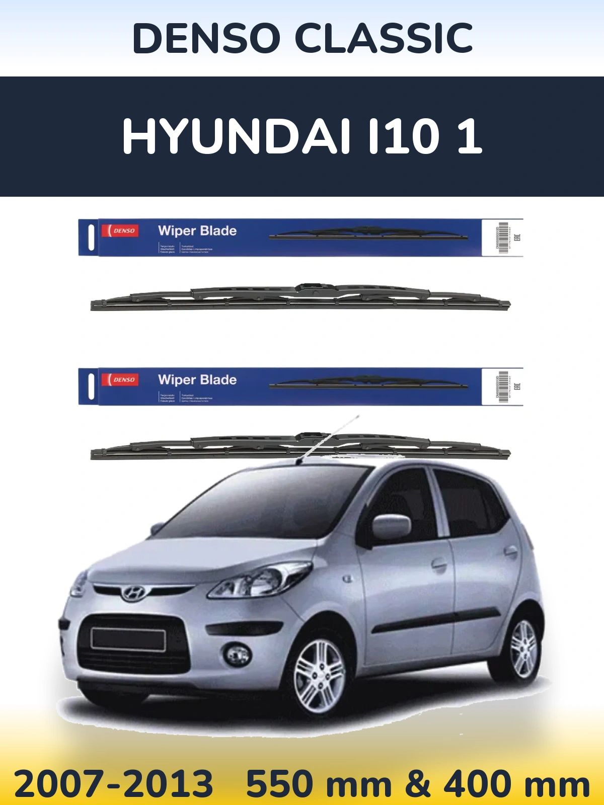 Komplet przednich wycieraczek Denso Classic 550 & 400 mm do Hyundai i10 1 2007-2013