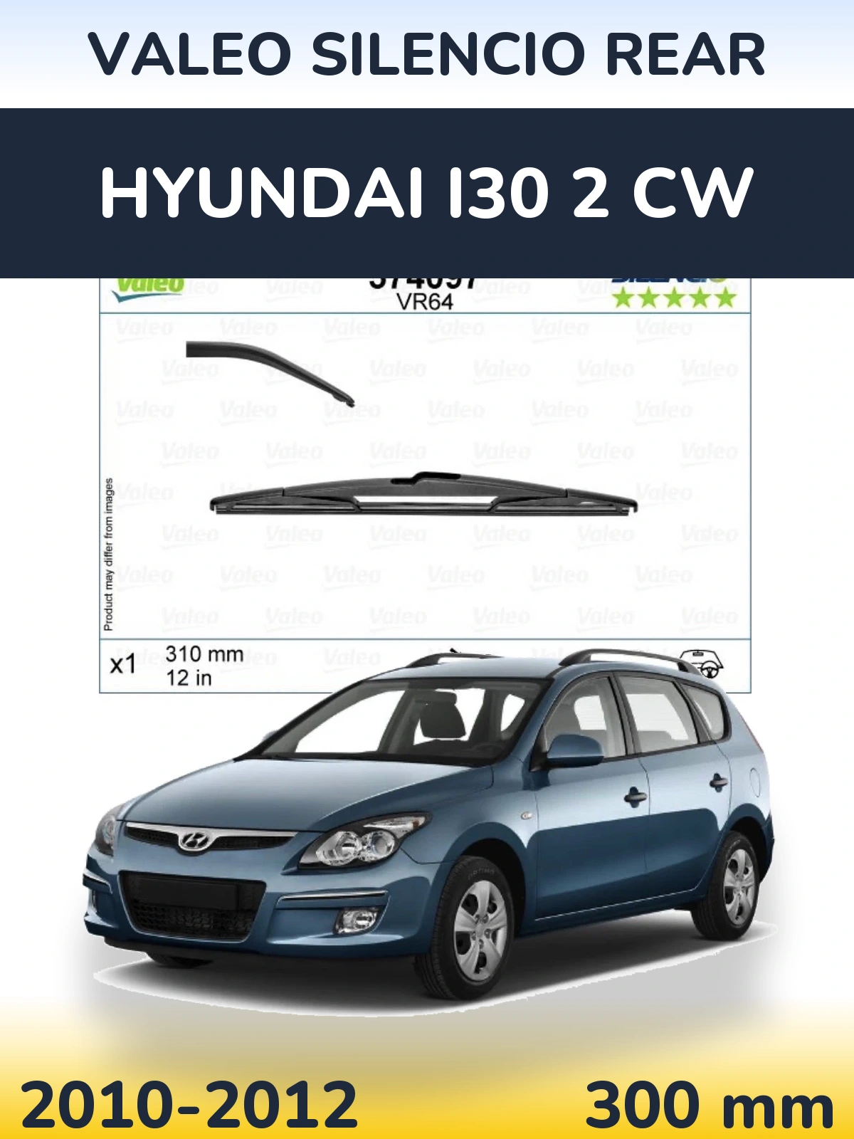 Rear wiper blade Valeo Silencio Rear 310 mm for Hyundai i30 2 CW 2010-2012