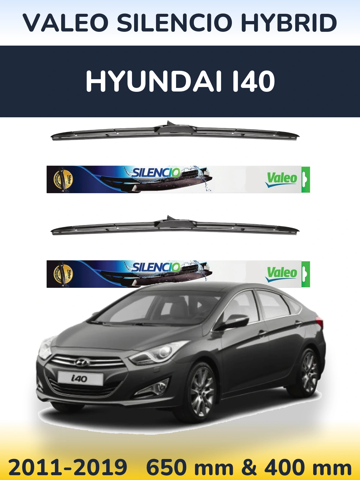 Комплект передних дворников Valeo Silencio Hybrid 650 & 400 мм для Hyundai i40 2011-2019