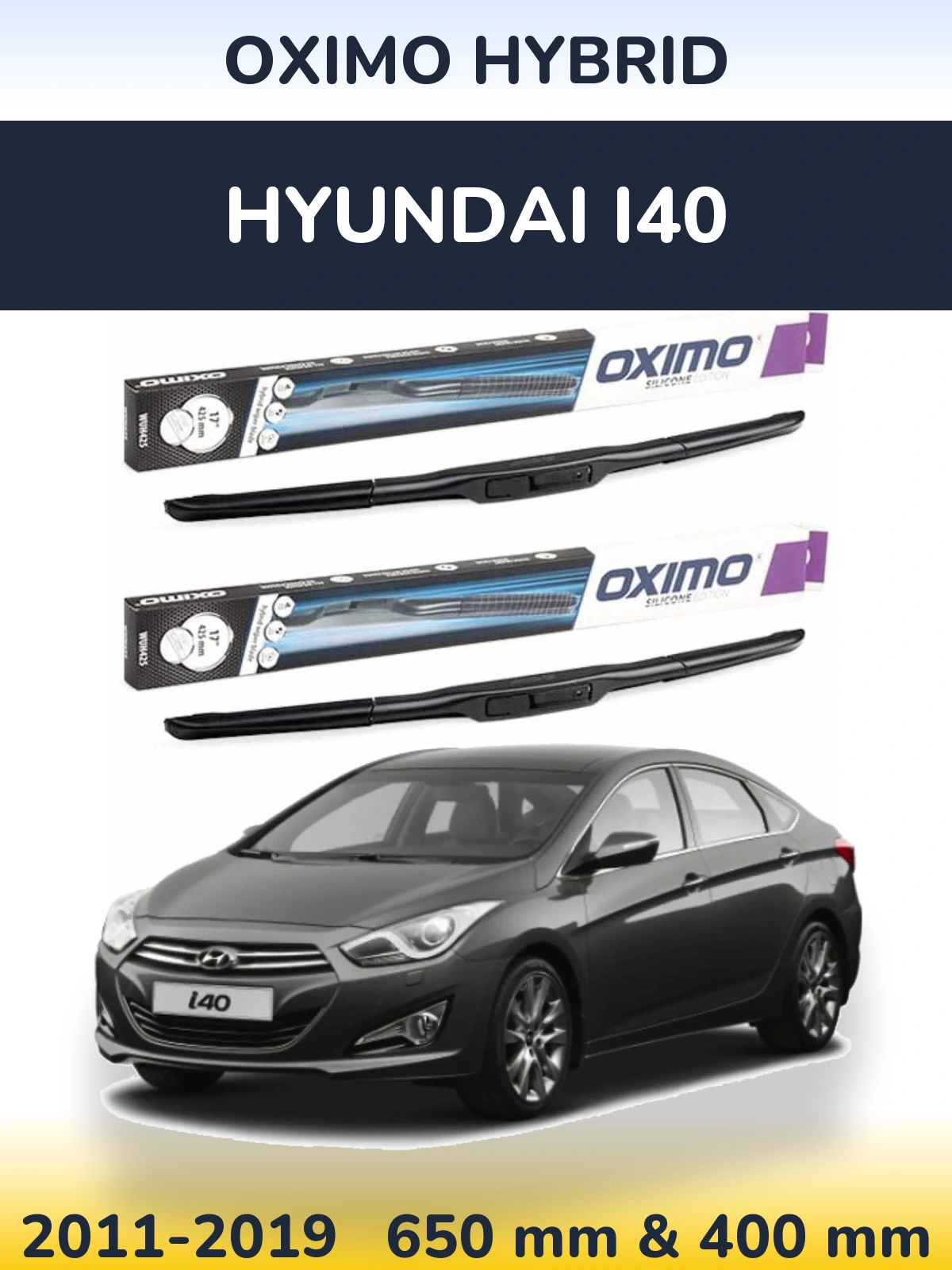 Комплект передних дворников Oximo Hybrid 650 & 400 мм для Hyundai i40 2011-2019