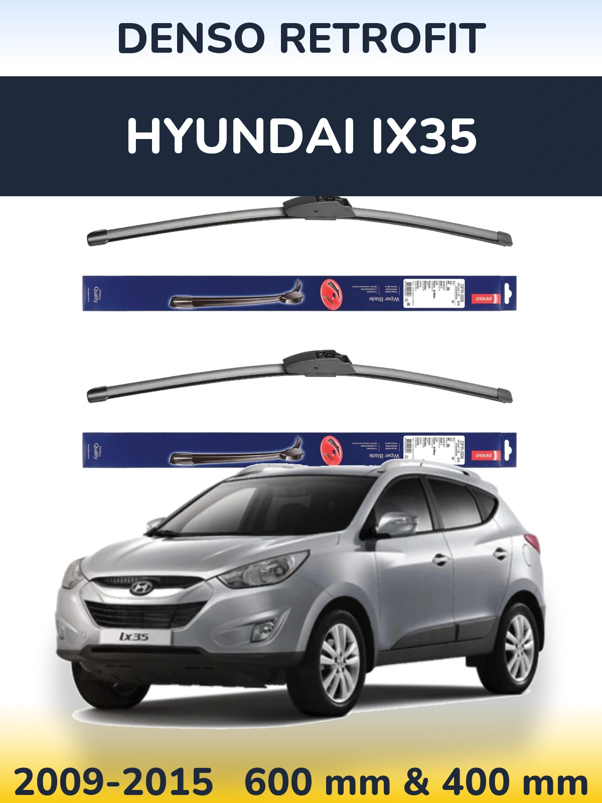 Комплект передних дворников Denso Retrofit 600 & 400 мм для Hyundai ix35 2009-2015