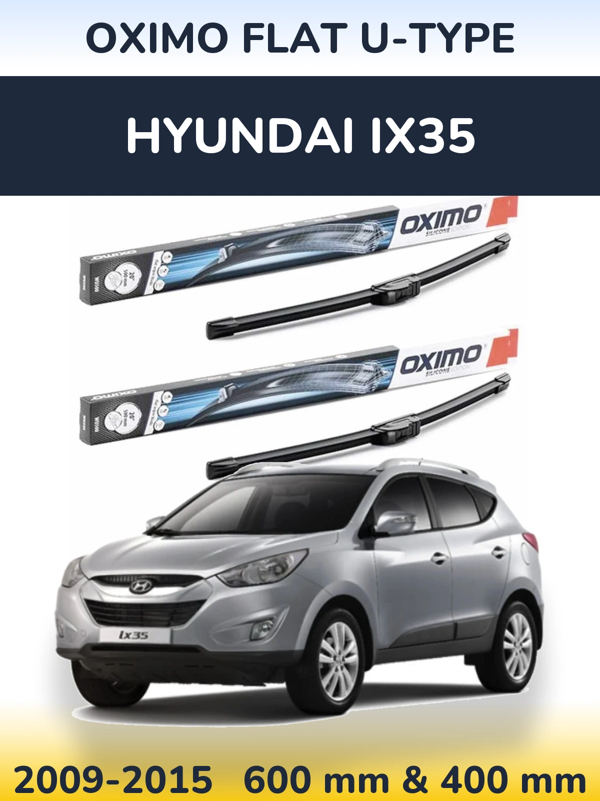 Комплект передних дворников Oximo Flat U-type 600 & 400 мм для Hyundai ix35 2009-2015