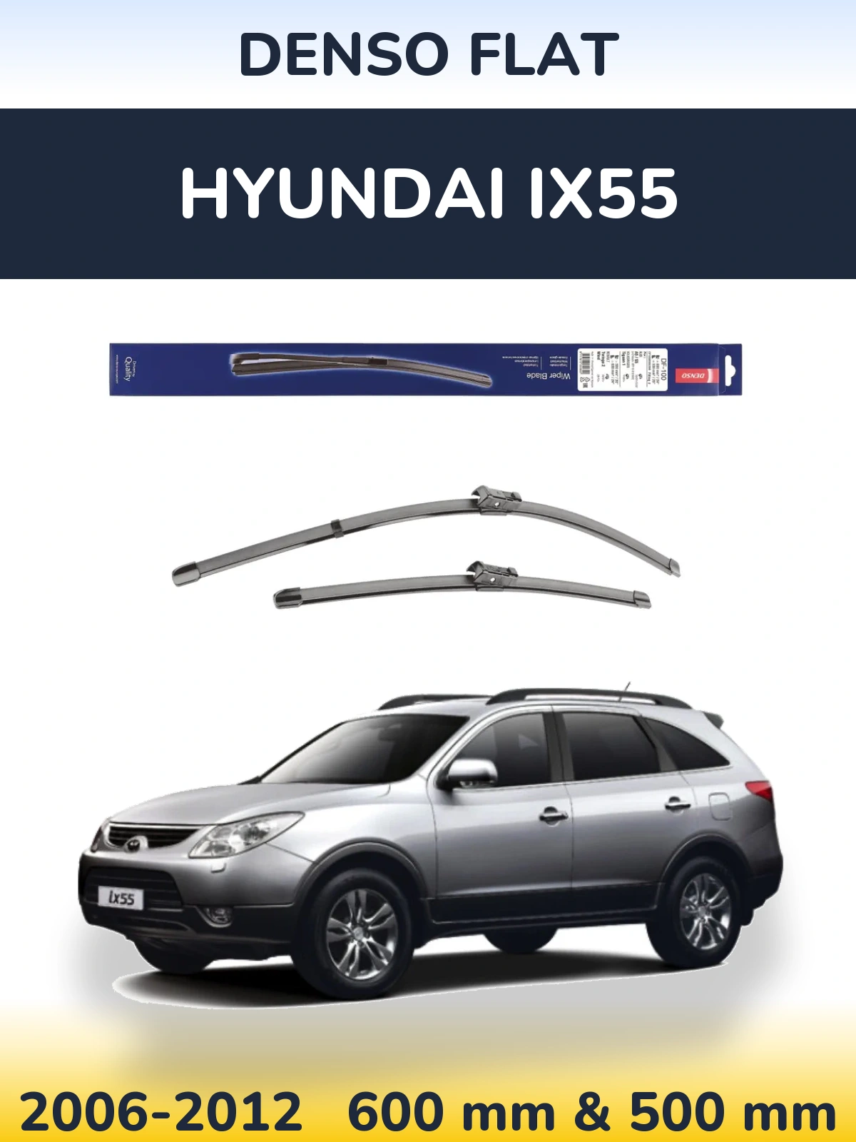 Комплект передних дворников Denso Flat 600 & 500 мм для Hyundai ix55 2006-2012