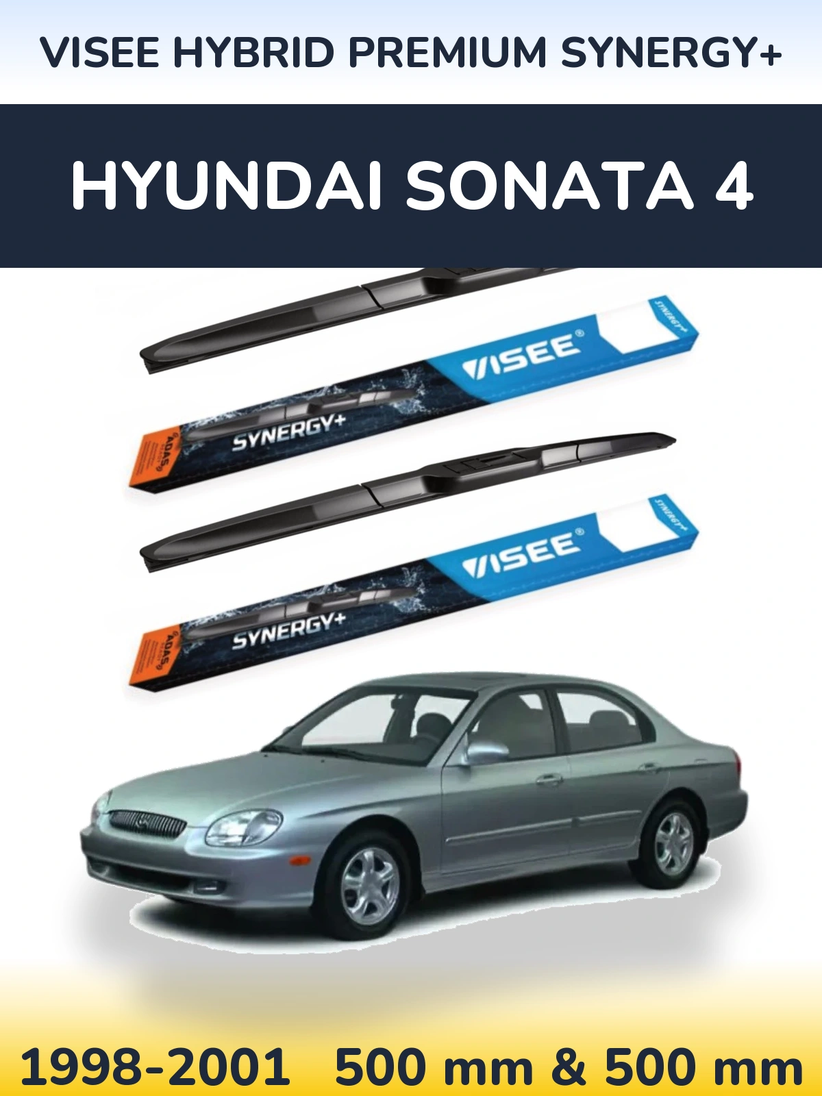 Комплект передніх щіток VISEE HYBRID PREMIUM SYNERGY+ 500 & 500 мм для Hyundai Sonata 4 1998-2001