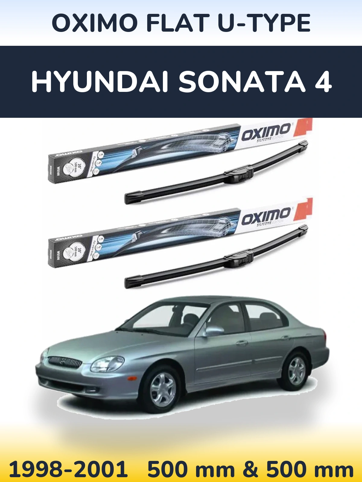 Комплект передних дворников Oximo Flat U-type 500 & 500 мм для Hyundai Sonata 4 1998-2001