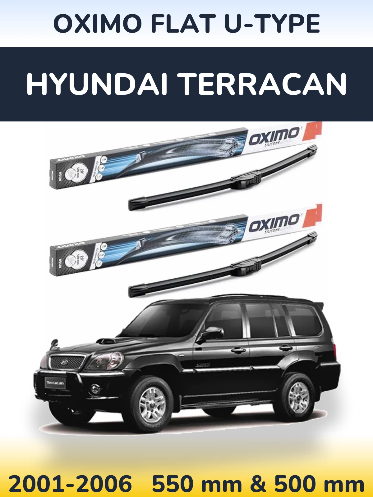 Комплект передніх щіток Oximo Flat U-type 550 & 500 мм для Hyundai Terracan 2001-2006