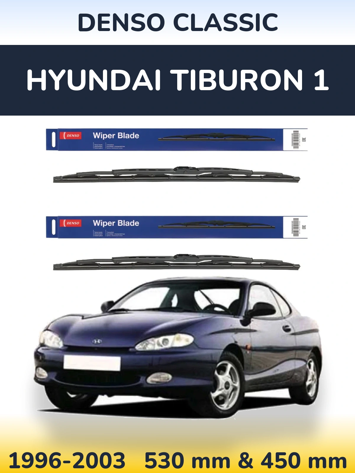 Komplet przednich wycieraczek Denso Classic 530 & 450 mm do Hyundai Tiburon 1 1996-2003