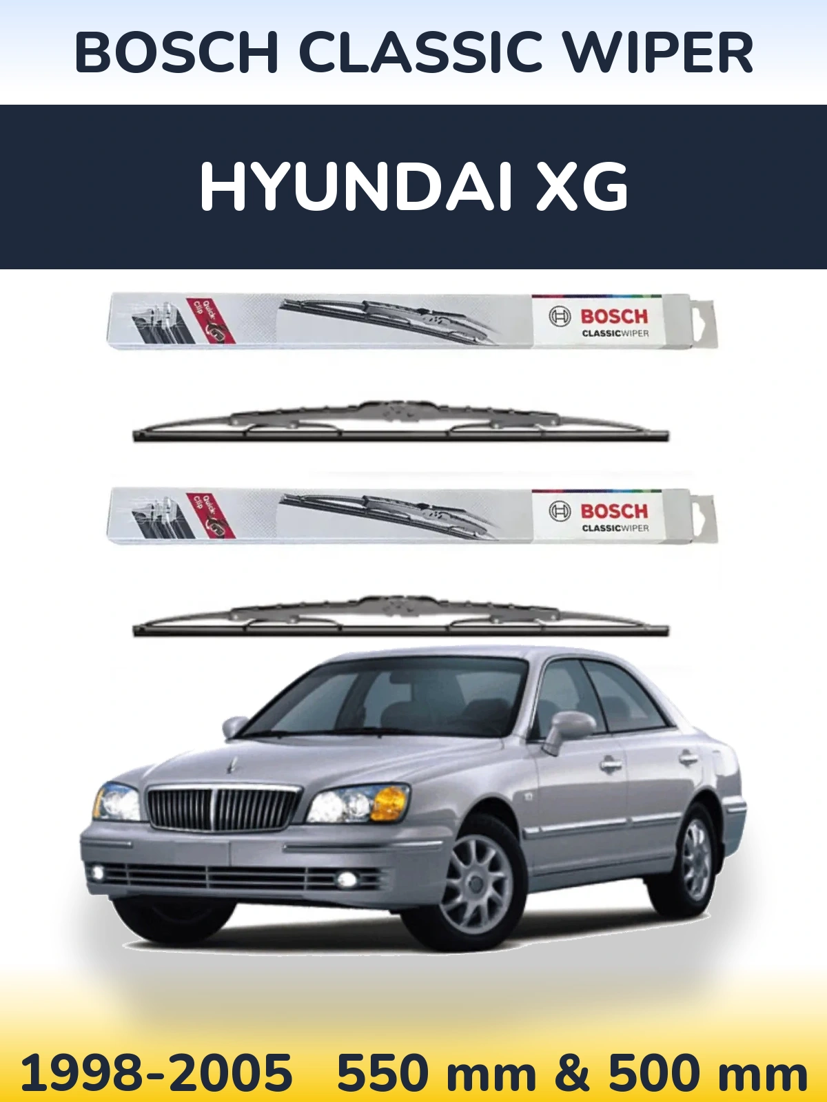 Комплект передних дворников BOSCH Classic Wiper 550 & 500 мм для Hyundai XG 1998-2005